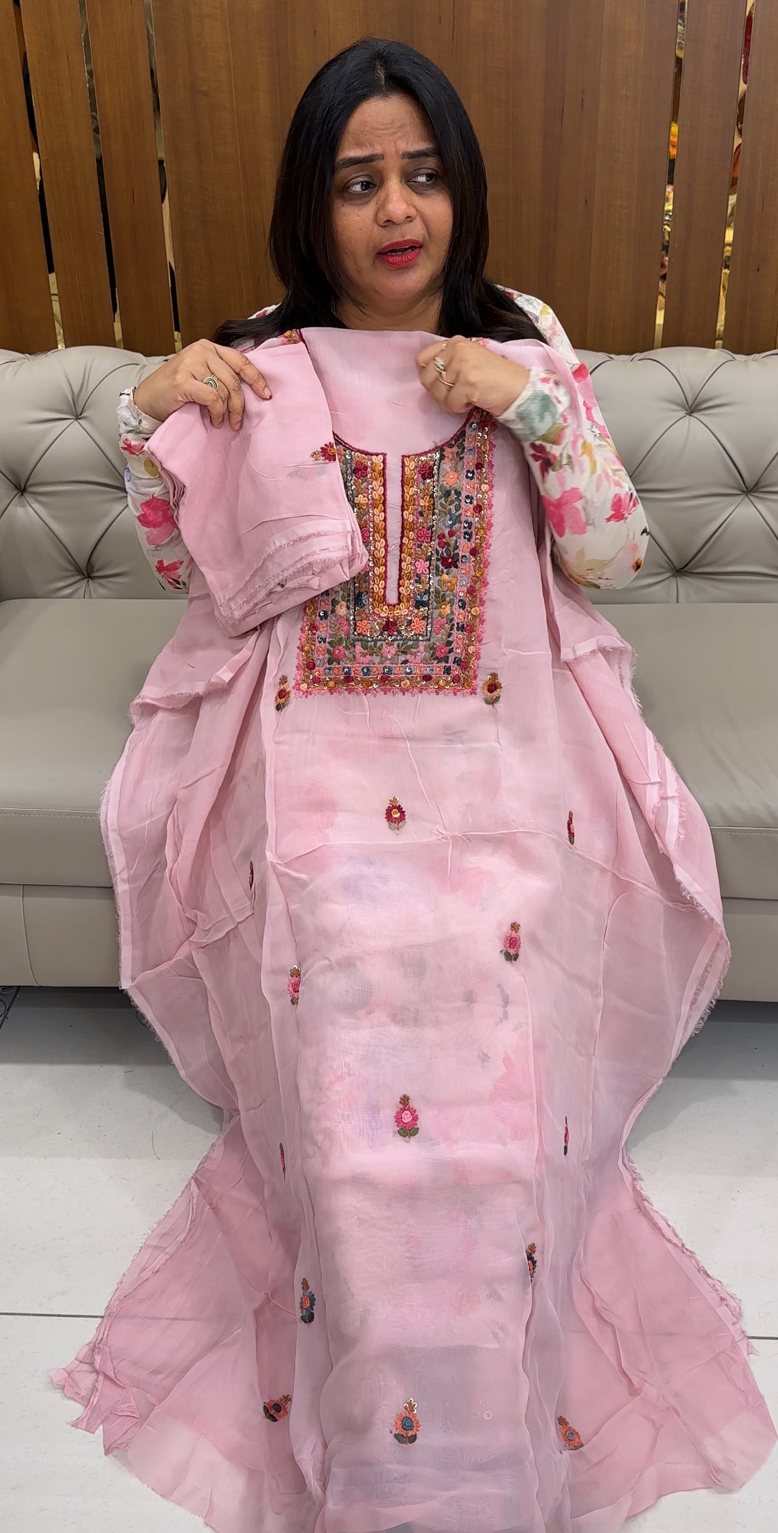 VISCOSE ORGANZA UNSTITCHED SALWAR SUITS - IHA 26095
