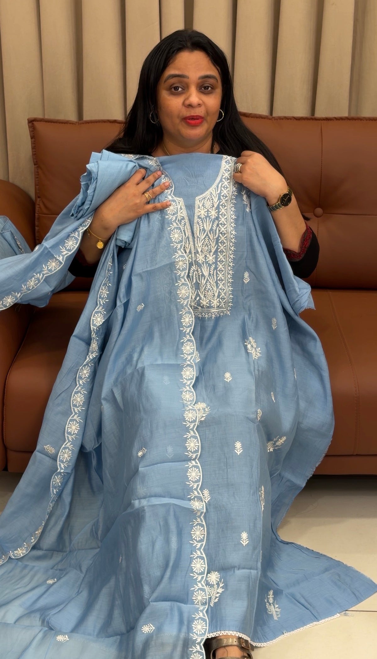 MUL CHANDERI UNSTITCHED SALWAR SUITS - IHA 35828
