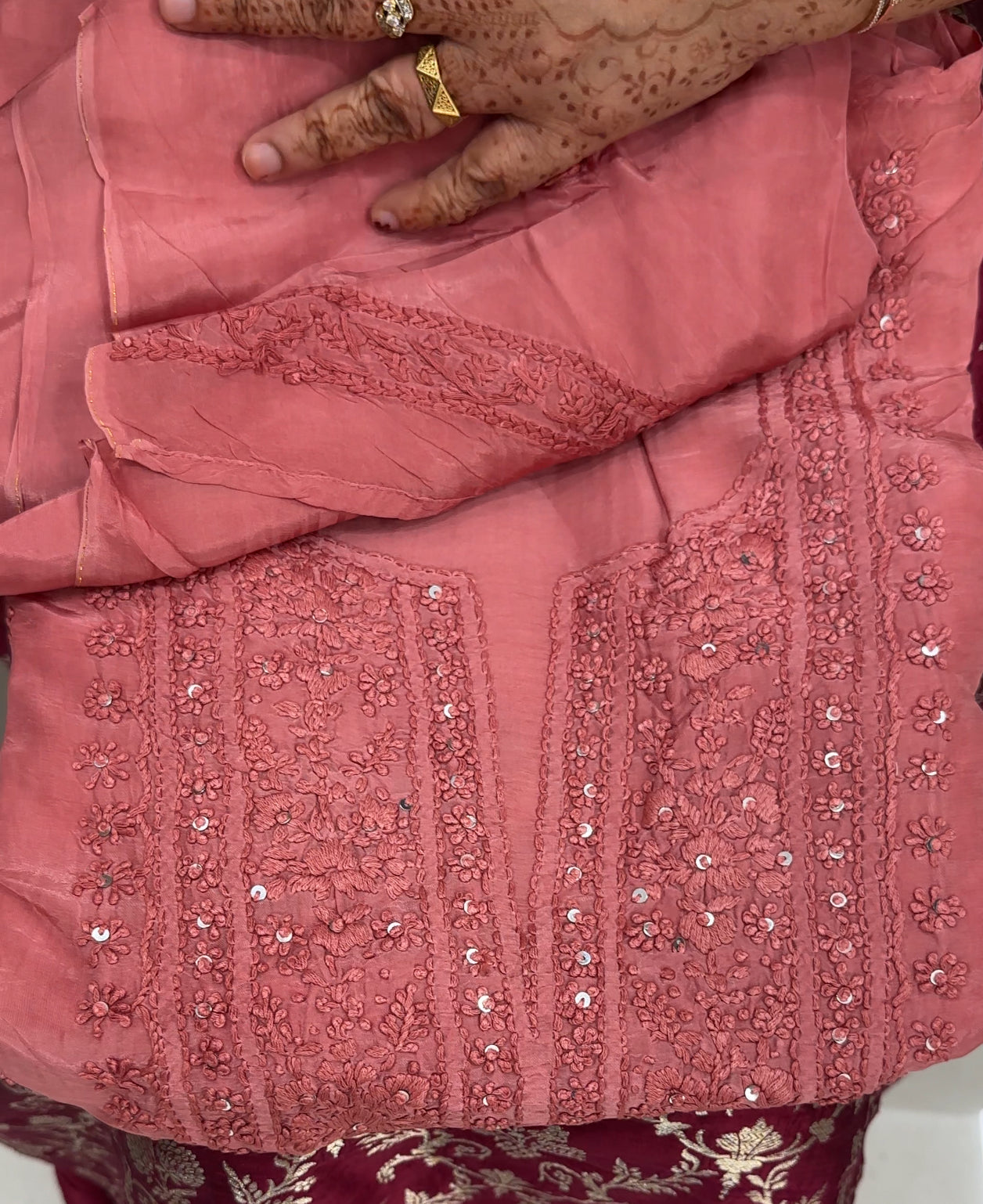 LUCKNOWI CHIKANKARI UNSTITCHED SALWAR SUITS - IHA 27497