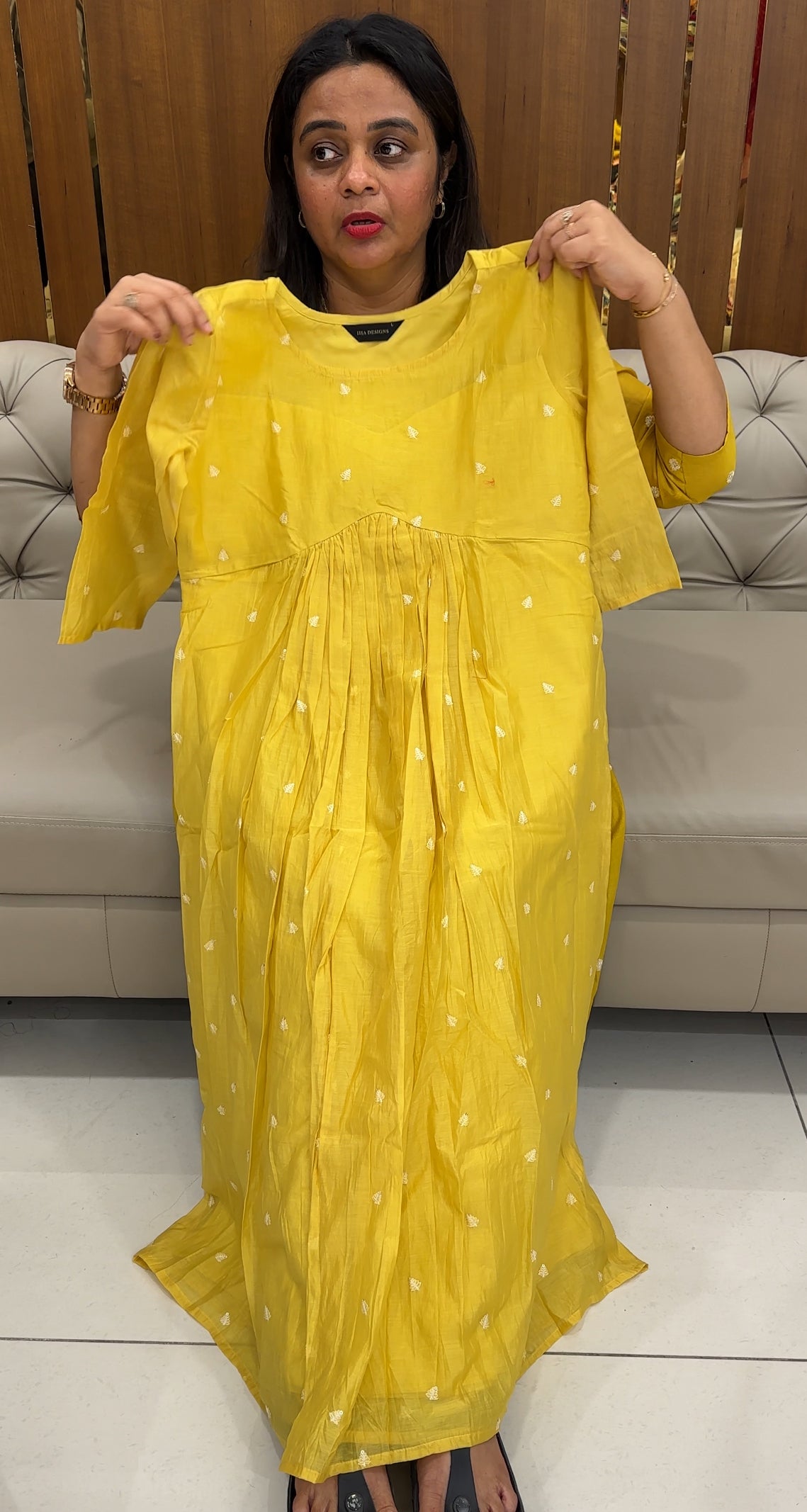 MUL CHANDERI DESIGNER LONG A-LINE TOPS - IHA 26041