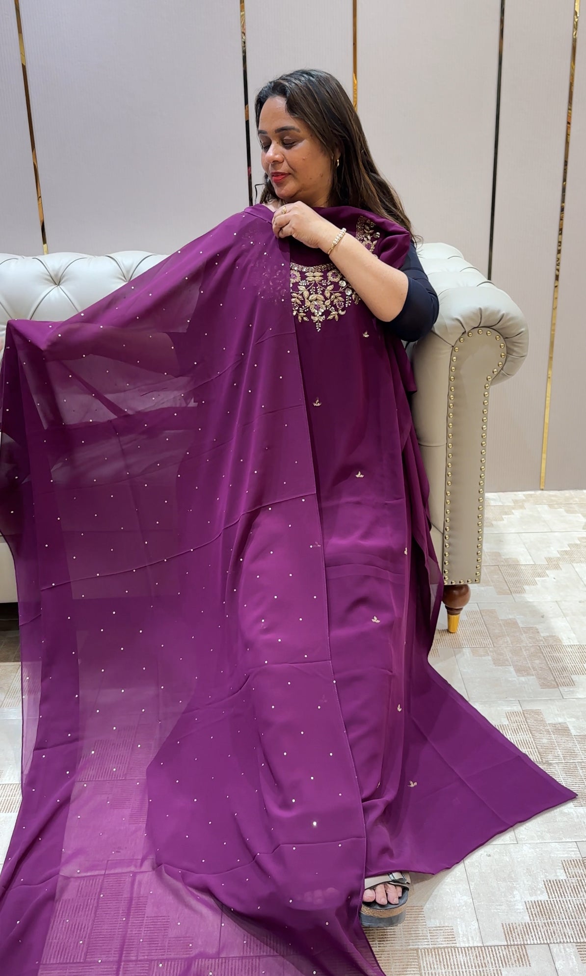 HAND WORKED UNSTITCHED SALWAR SUITS - IHA 21278