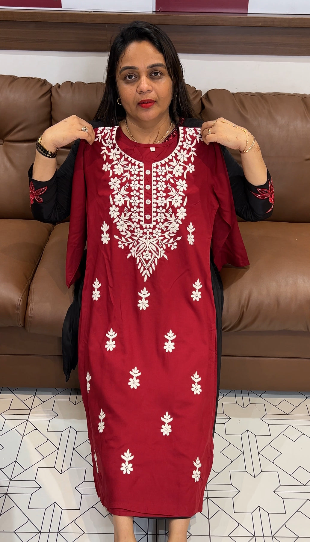 HAND WORKED LUCKNOWI TOPS - IHA 24070