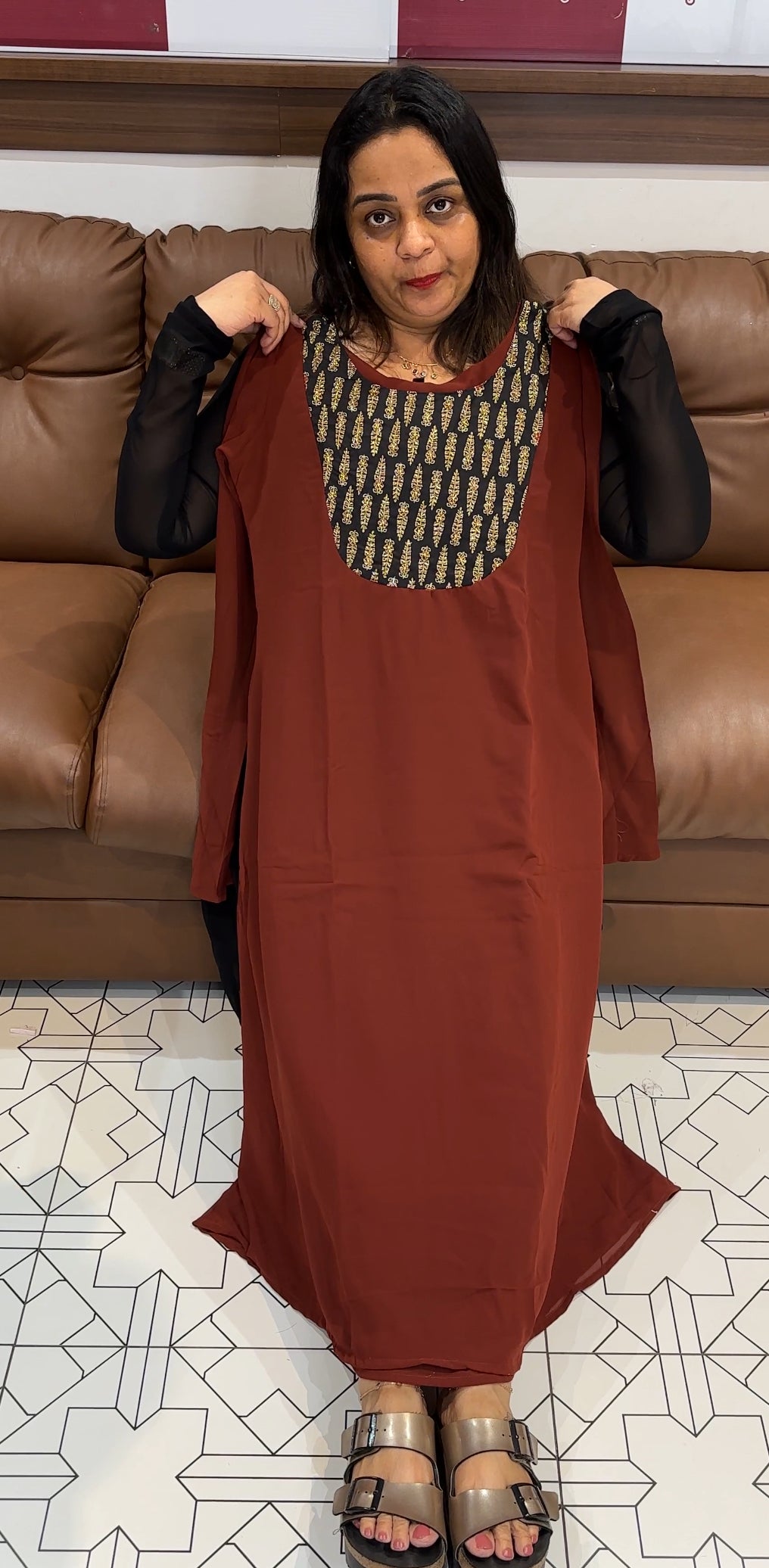 FAUX GEORGETTE ALINE TOP AND BOTTOM - IHA 21975