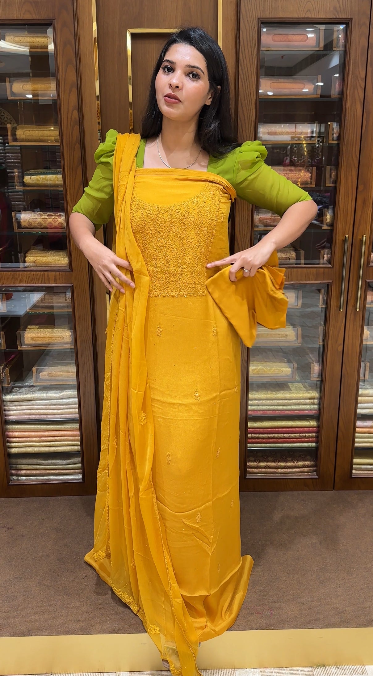 CHIKANKARI UNSTITCHED SALWAR SUITS - IHA 25144