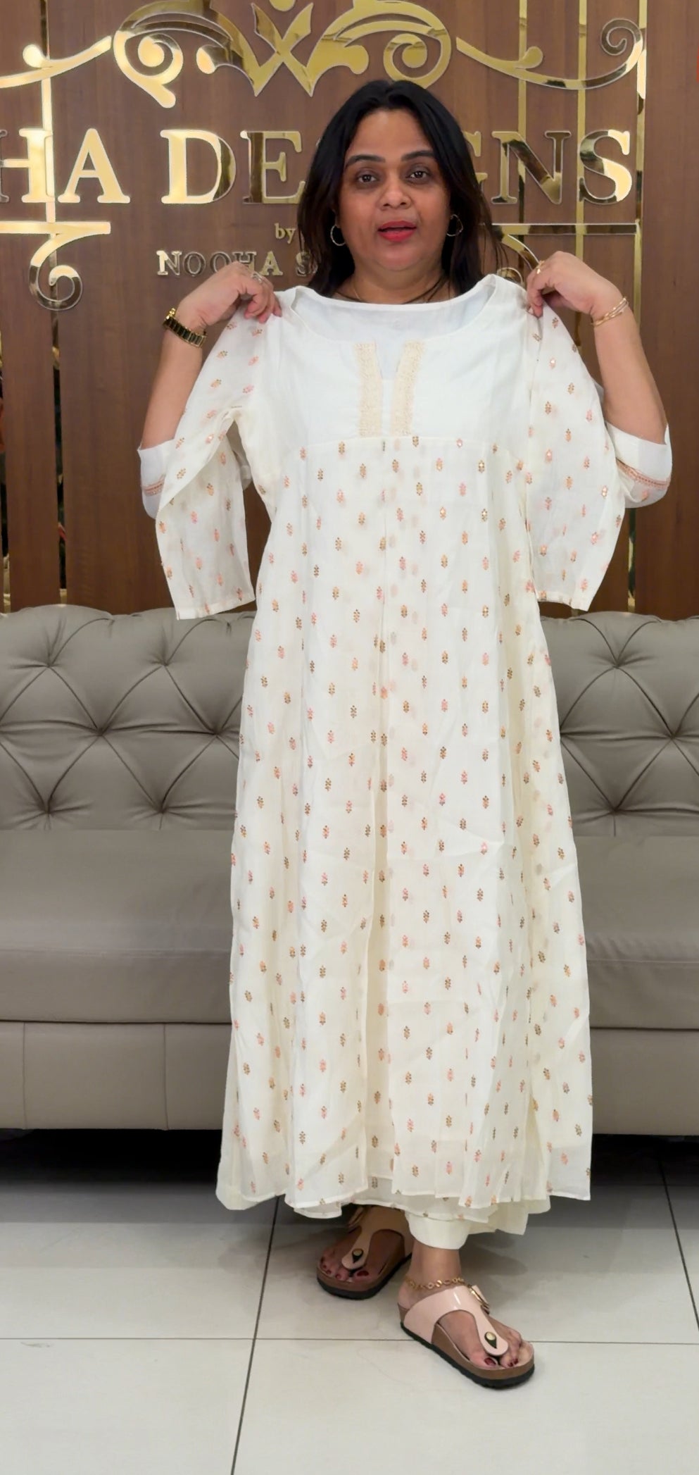 IHA'S IN-HOUSE MUL CHANDERI SLITTED TOPS - IHA 28953