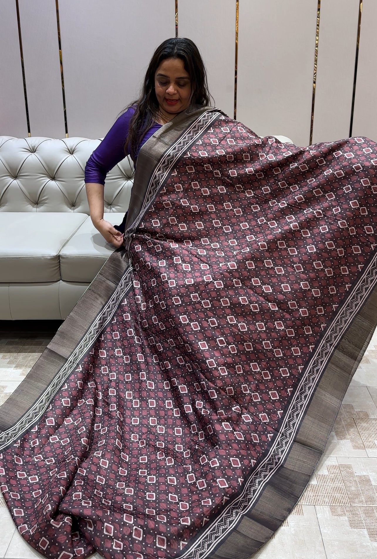 AJRAKH PRINTED SAREES - IHA 23600