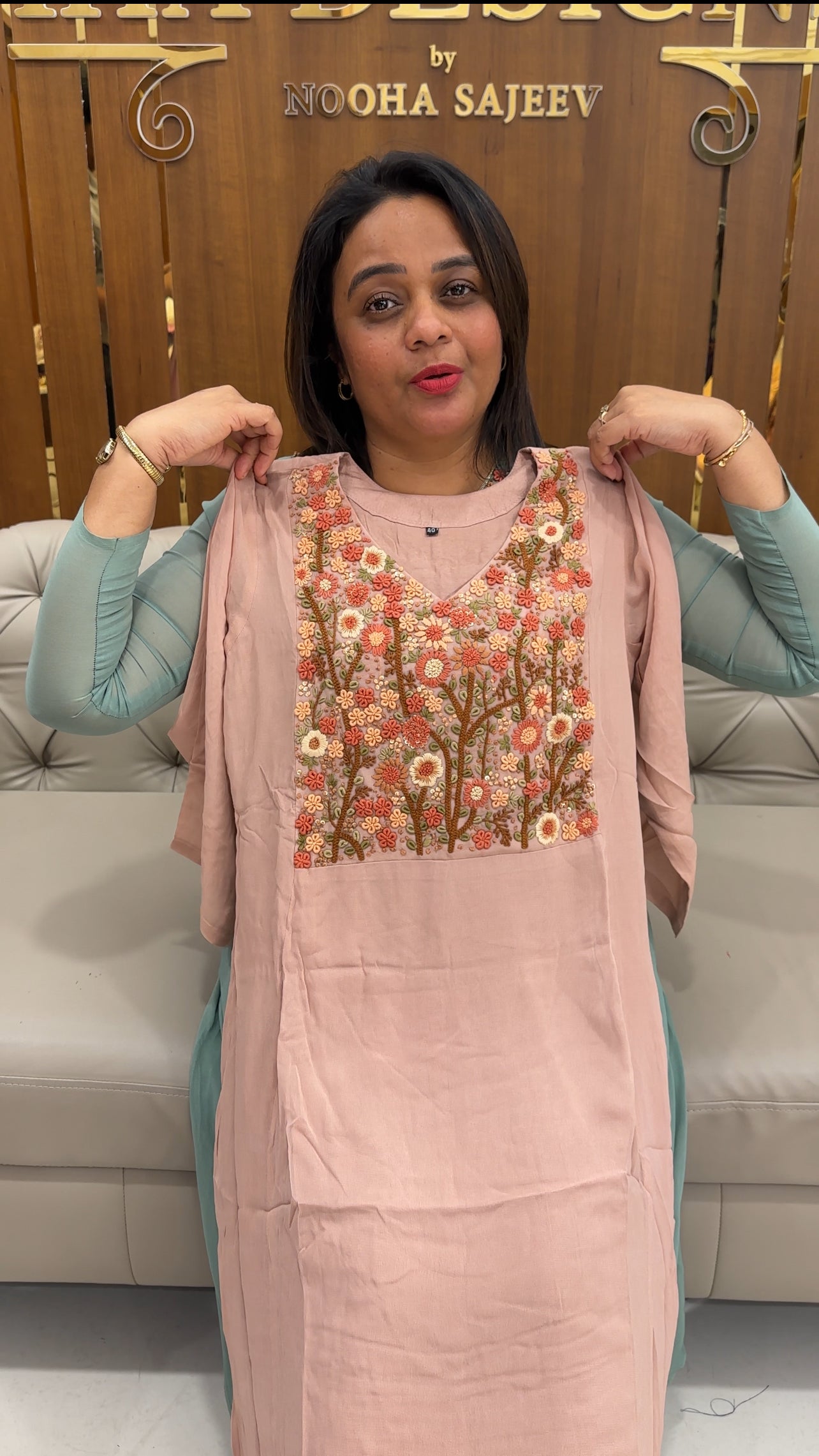 HAND WORKED GEORGETTE ALINE TOPS - IHA 25774