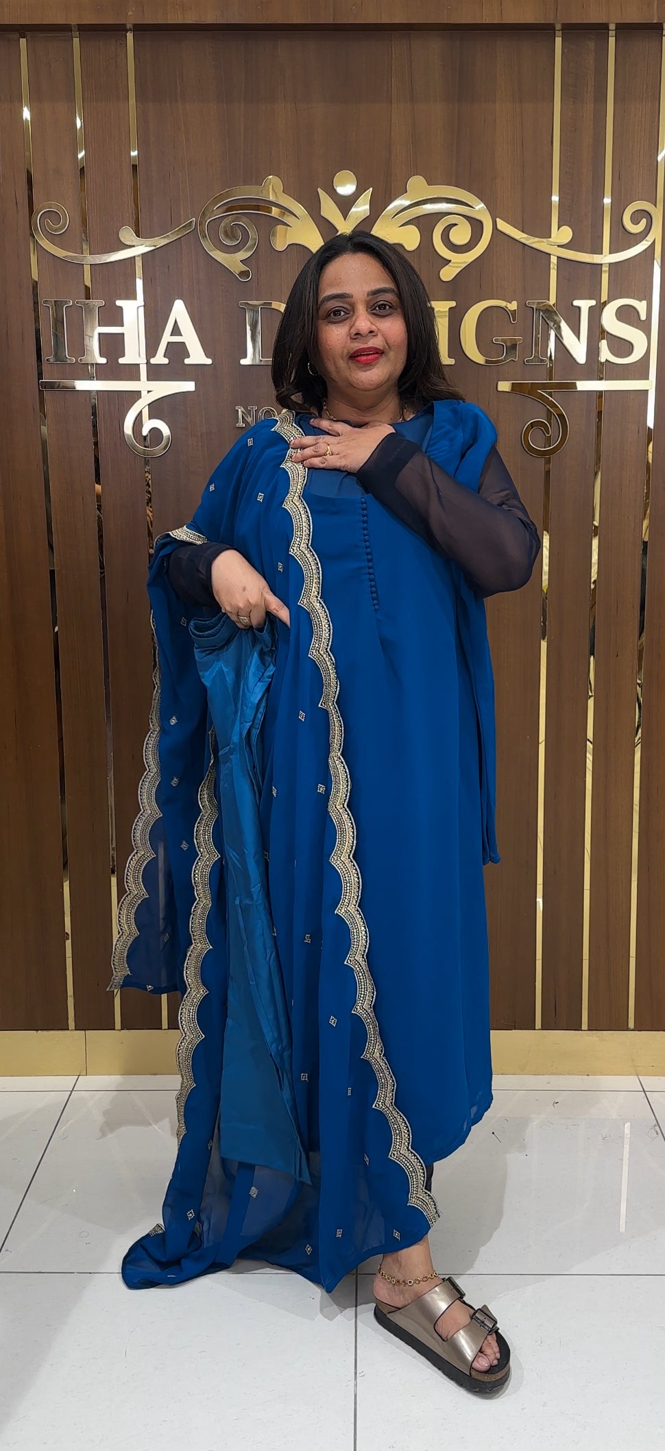 IHA'S IN- HOUSE SLITTED TOP , BOTTOM AND DUPATTA - IHA 24847