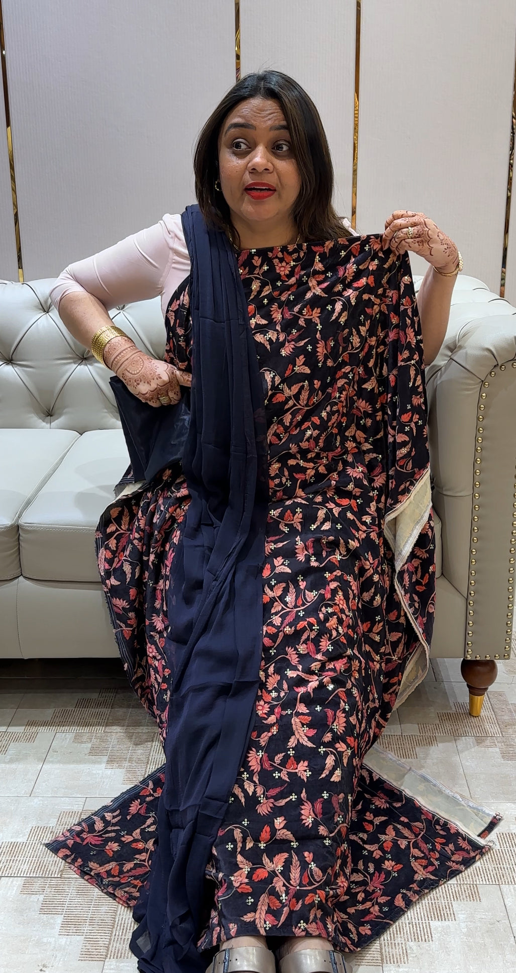 PRINTED VELVET UNSTITCHED SALWAR SUITS - IHA 21968