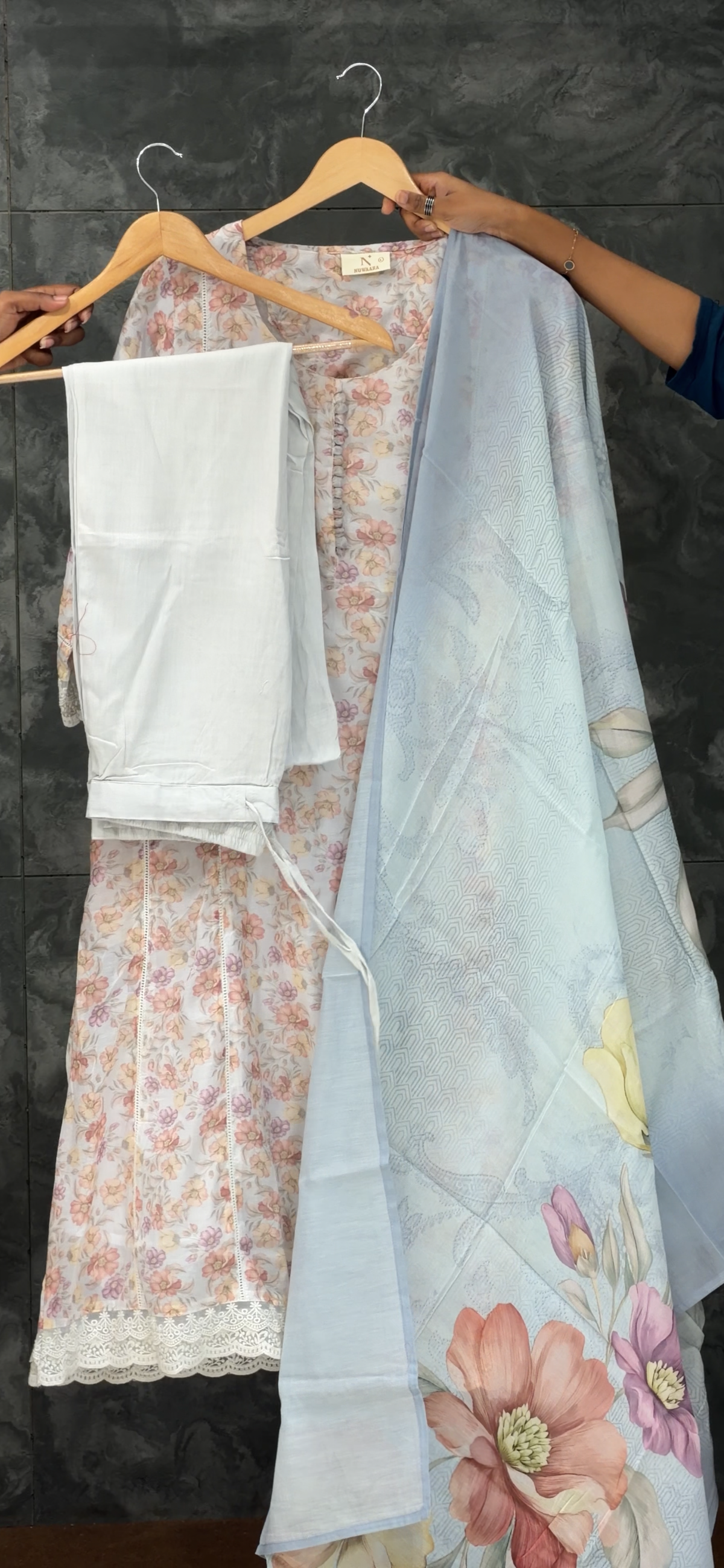 READY TO WEAR PRINTED TOP , BOTTOM AND DUPATTA - IHA 35990