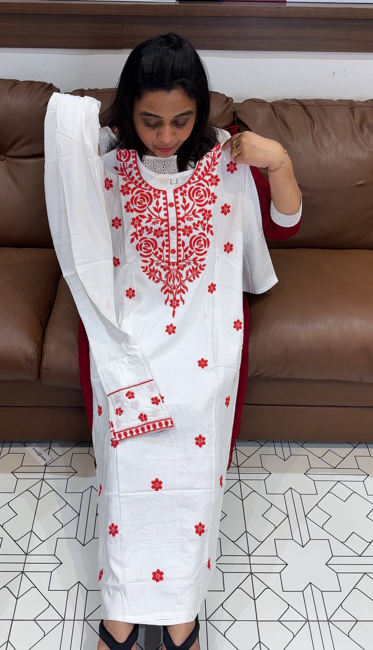 RAYON CHIKANKARI TOP AND BOTTOM - IHA 27842