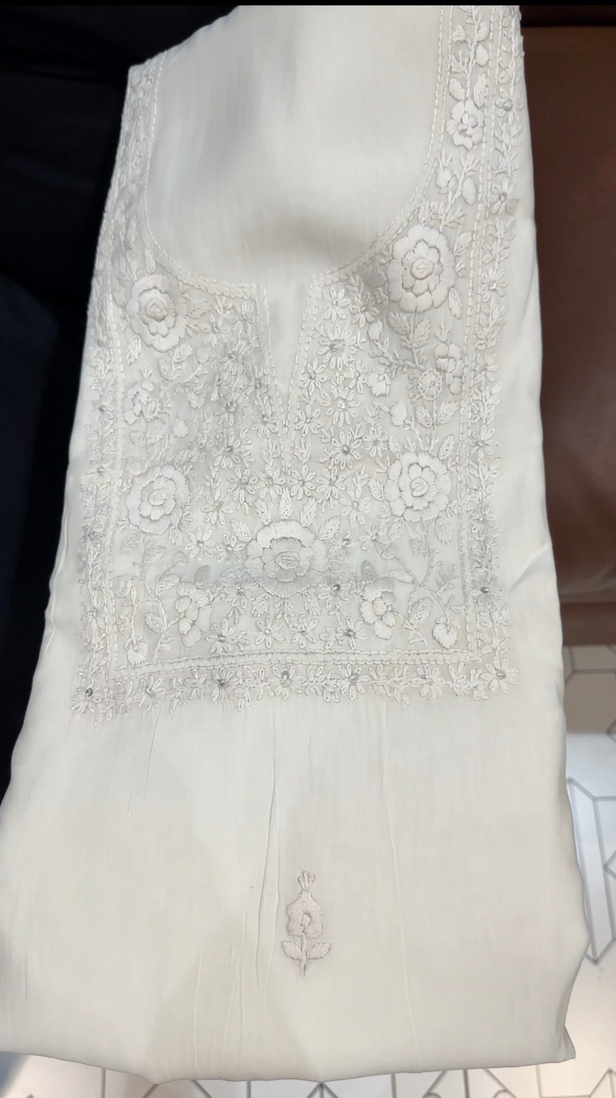 LUCKNOWI CHIKANKARI UNSTITCHED SALWAR SUITS - IHA 35993