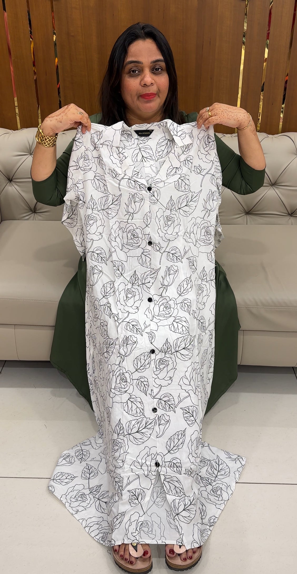 PRINTED RAYON LONG TOPS - IHA 27572