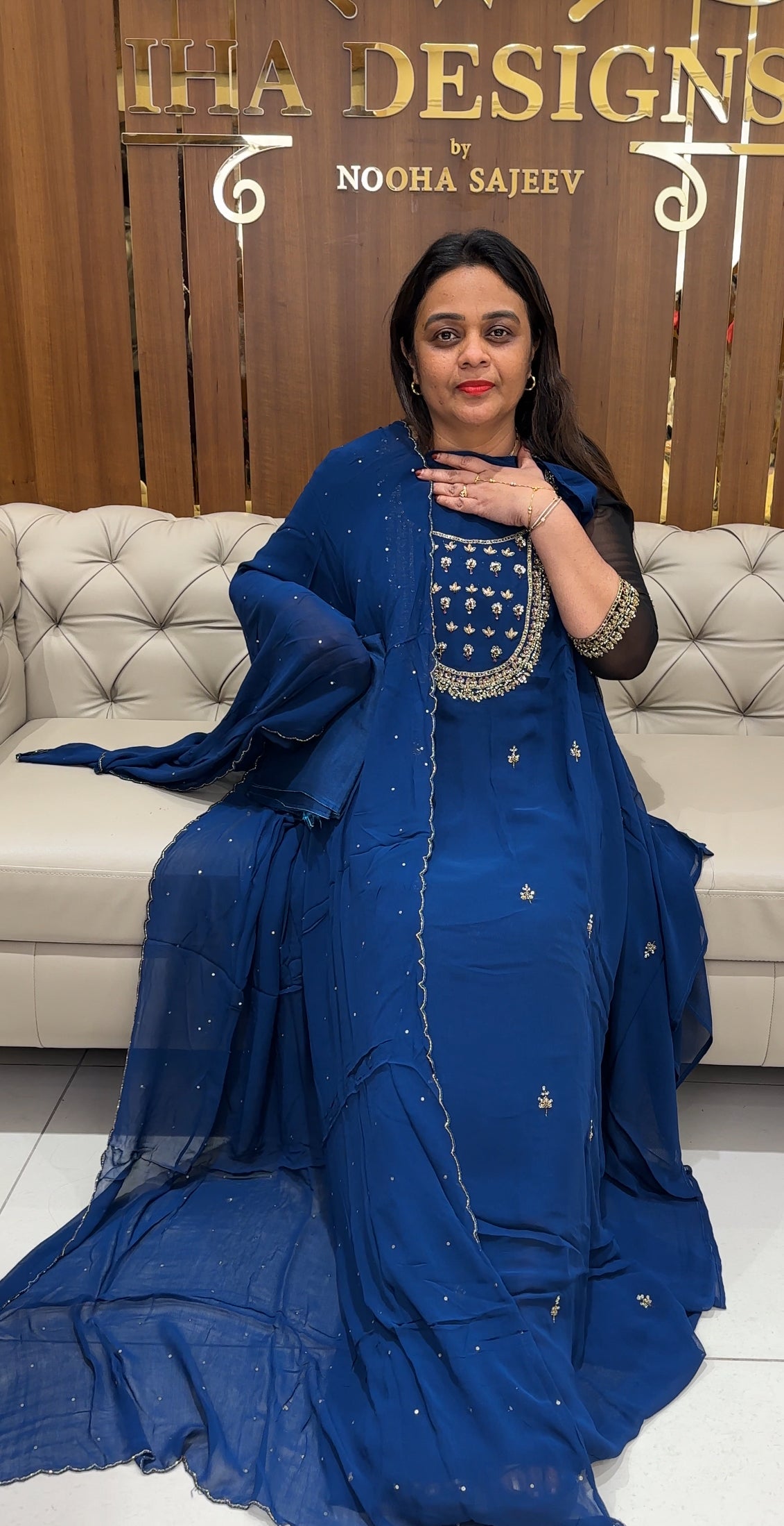 HAND WORKED GEORGETTE UNSTITCHED SALWAR SUITS - IHA 24350