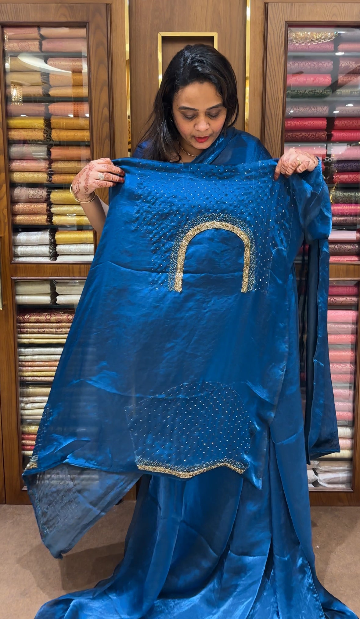 VELVET ORGANZA SAREES - IHA 23659