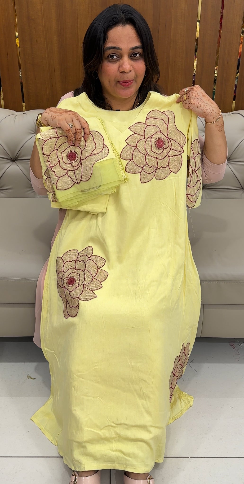 CRUSHED RAYON TOP, BOTTOM AND DUPATTA - IHA 27458