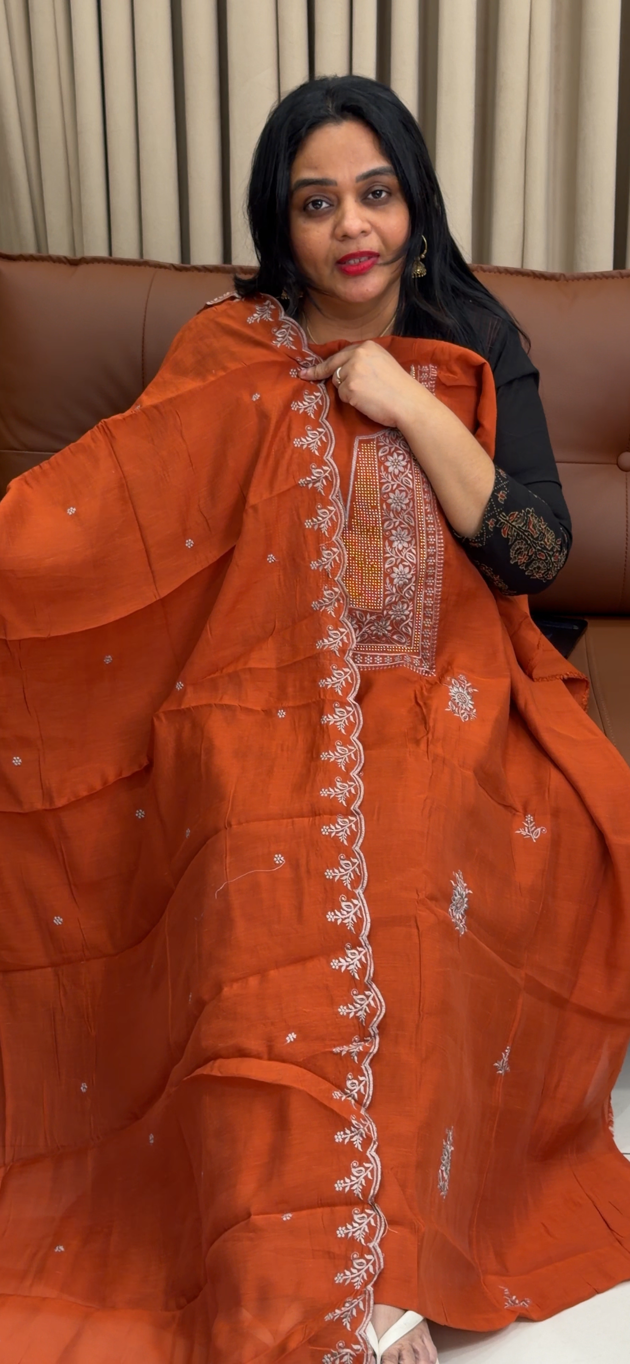 MALAI CHANDERI UNSTITCHED SALWAR SUITS - IHA 34492