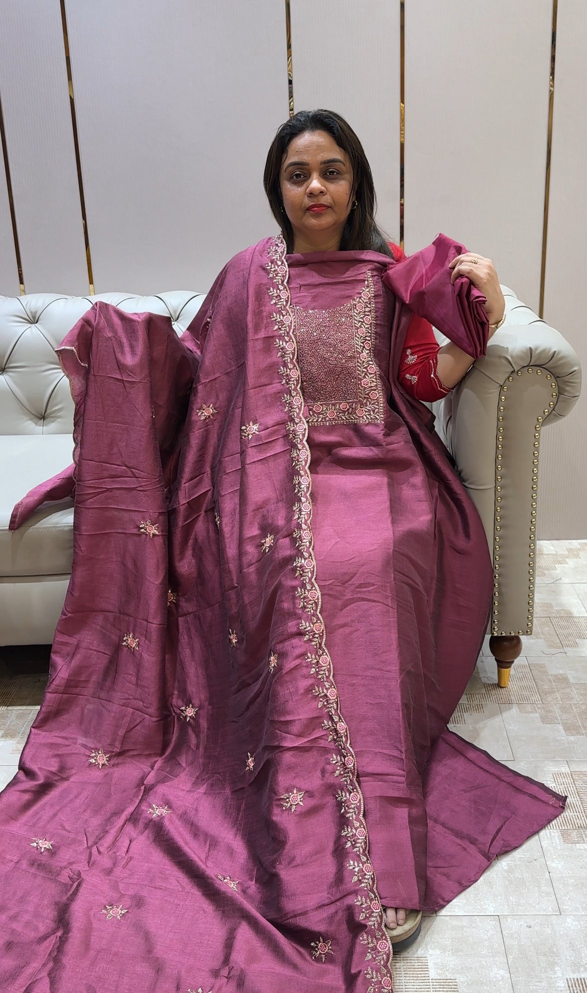 SEMI RAW SILK UNSTITCHED SALWAR SUITS - IHA 22567