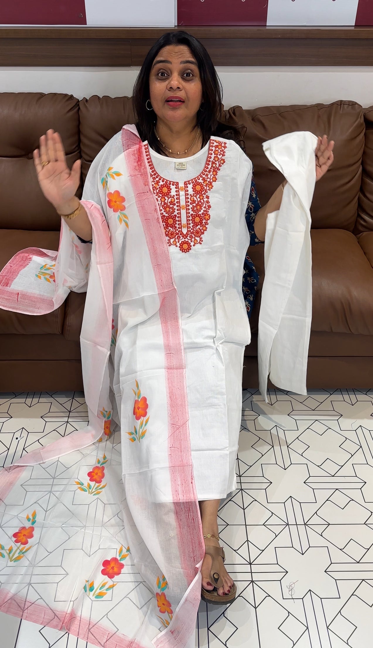 COTTON LONG TOP, BOTTOM AND DUPATTA - IHA 27281