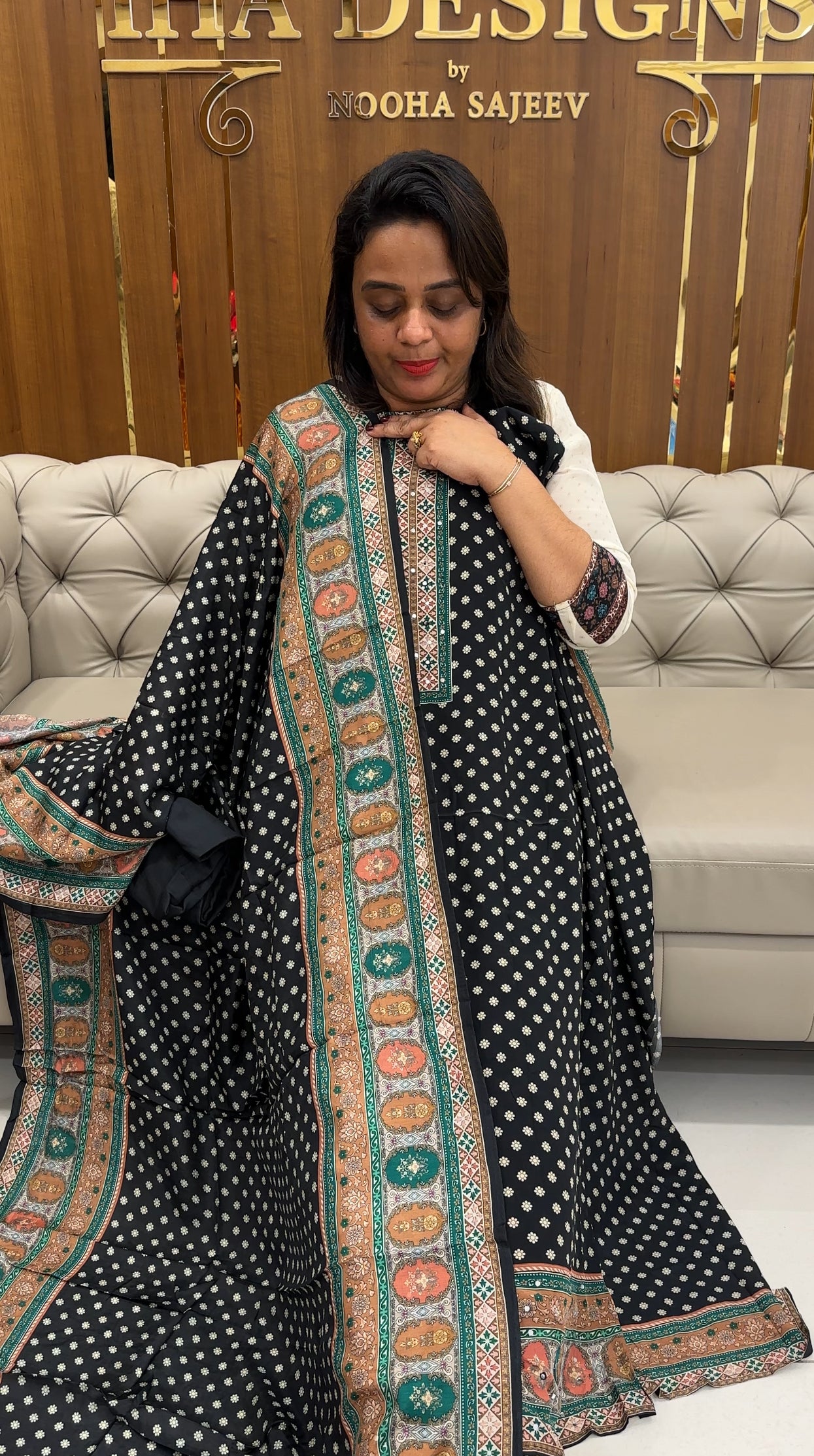 PRINTED CRAPE SILK UNSTITCHED SALWAR SUITS - IHA 25547