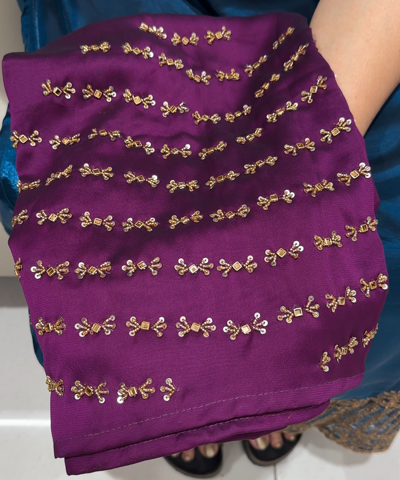 HAND WORKED BLOUSE MATERIAL - IHA 24105