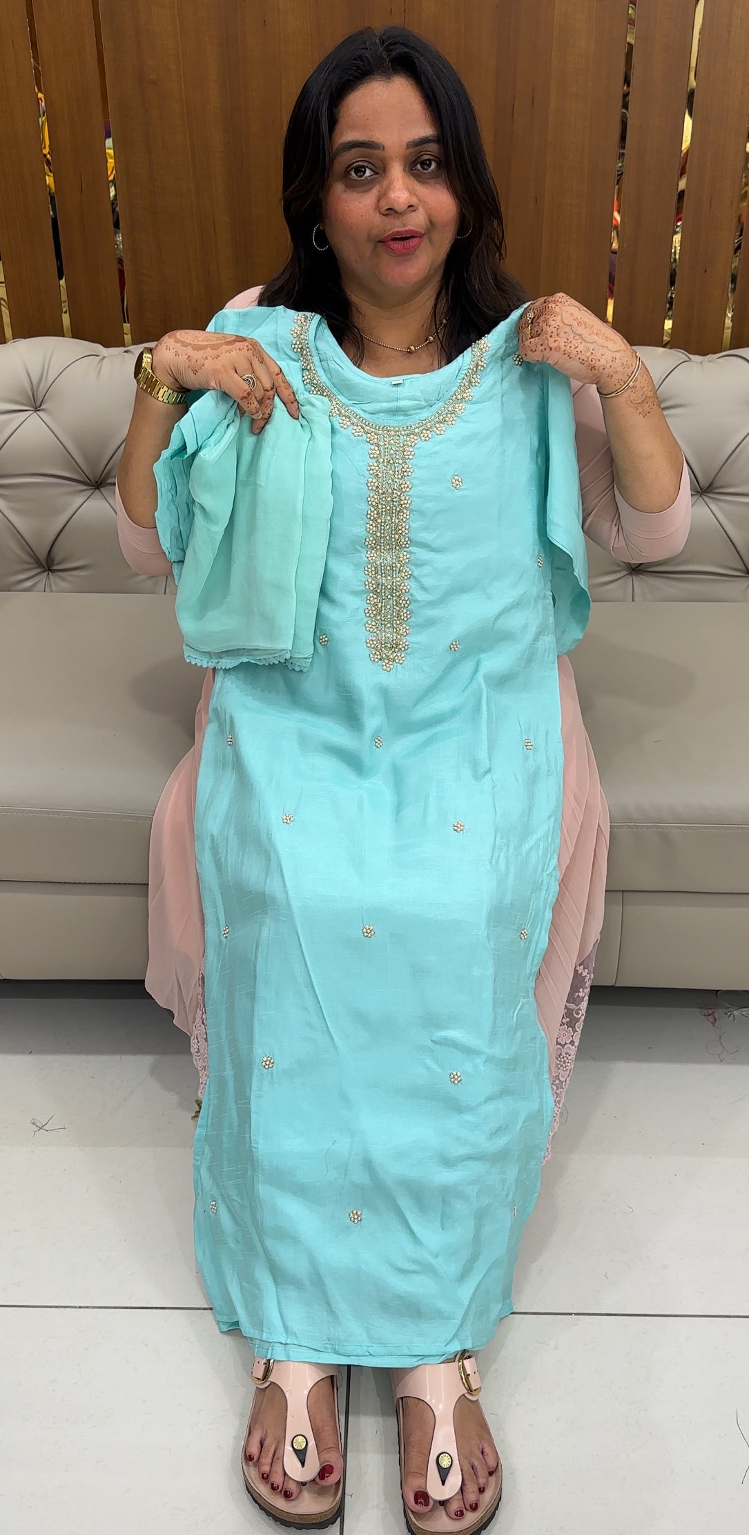 DOLA SILK TOP, BOTTOM AND DUPATTA - IHA 27491