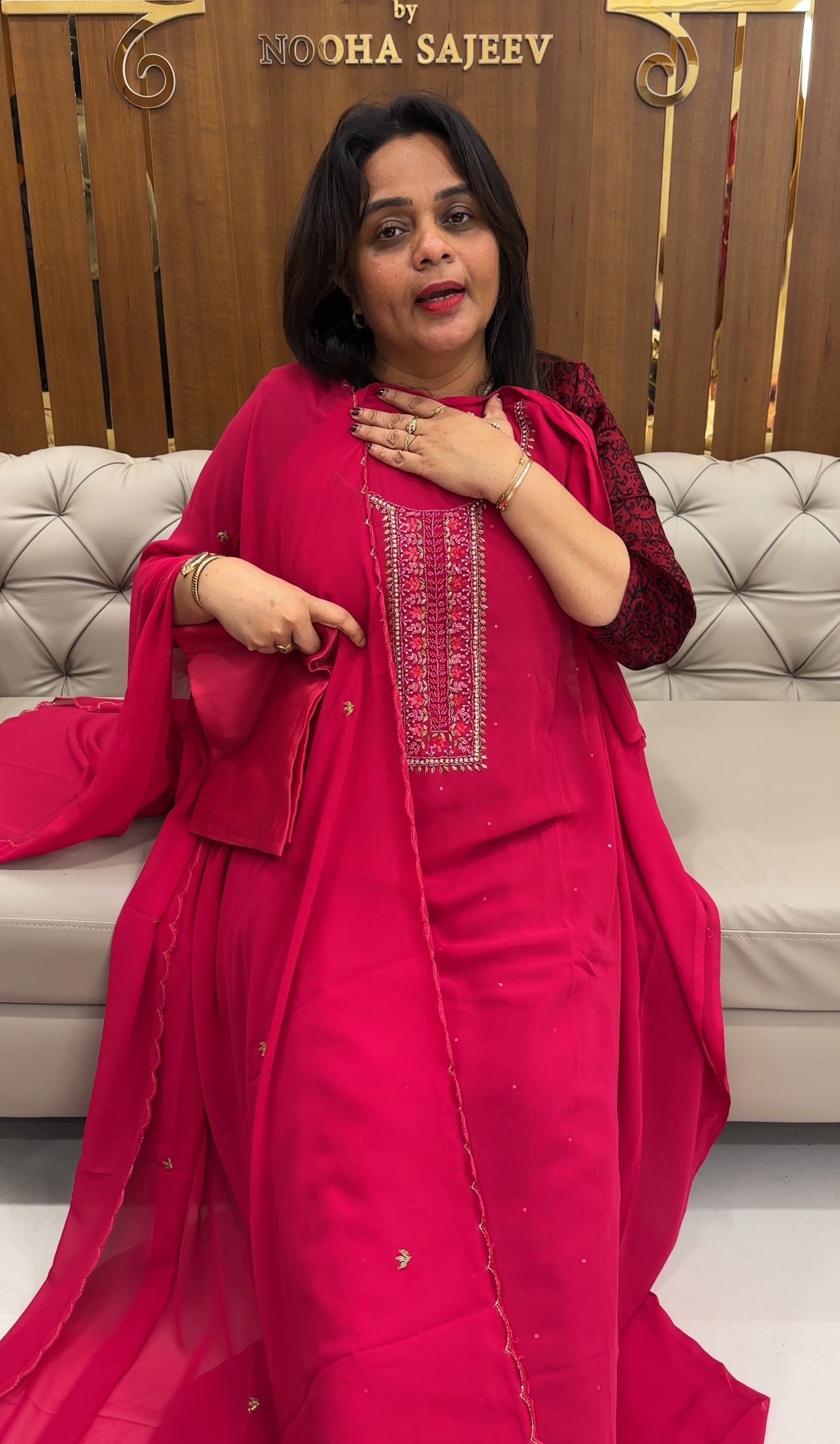 HAND WORKED UNSTITCHED SALWAR SUITS - IHA 25952
