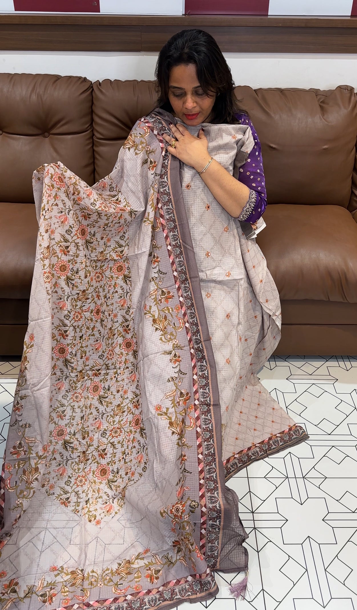 COTTON PRINTED UNSTITCHED SALWAR SUITS - IHA 25446