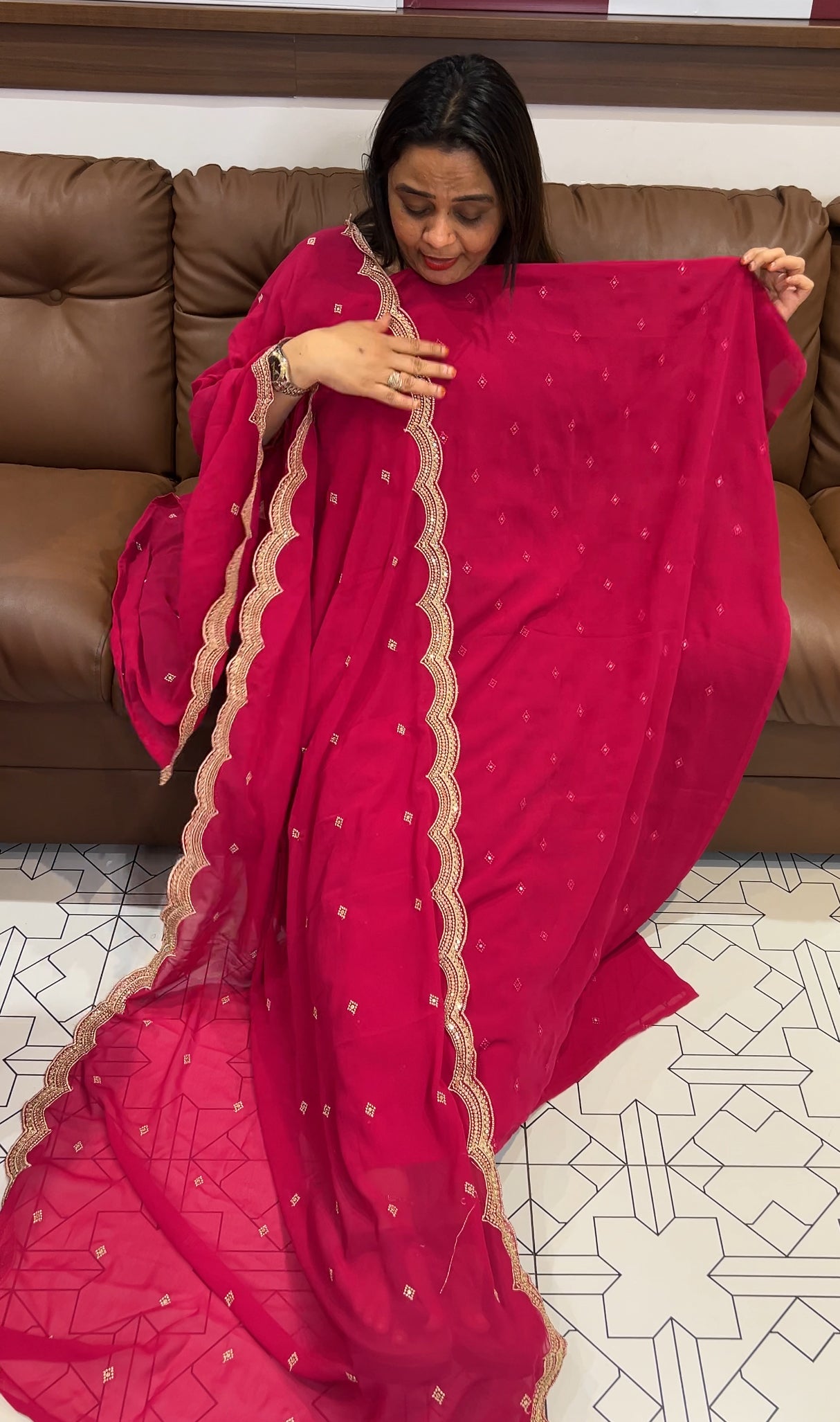 FAUX GEORGETTE UNSTITCHED SALWAR SUITS - IHA 24382