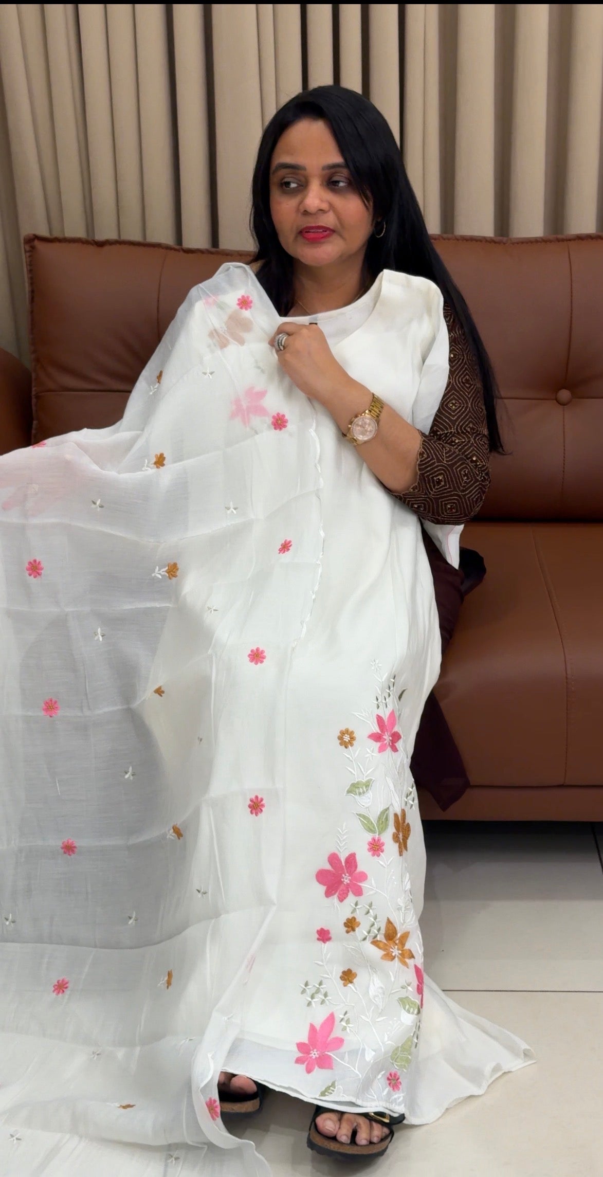 MUL CHANDERI TOP,BOTTOM AND DUPATTA - IHA 34790
