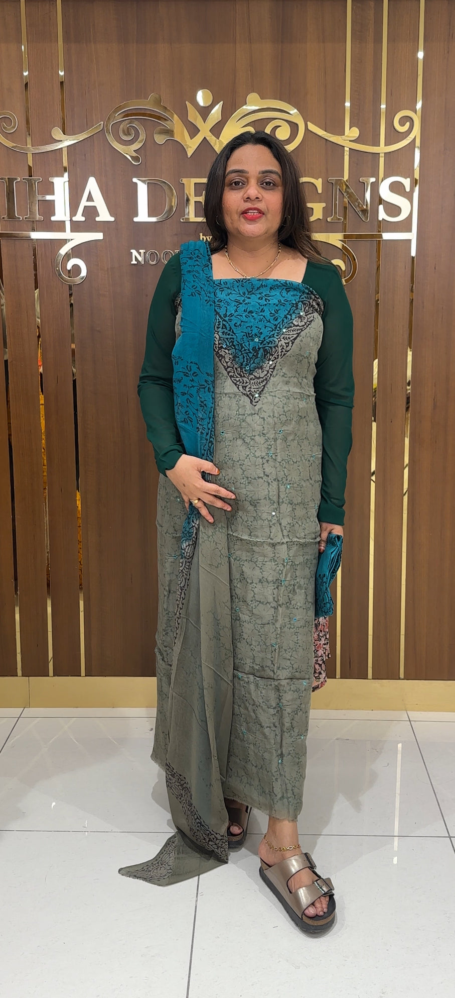 PRINTED ORGANZA UNSTITCHED SALWAR SUITS - IHA 23620
