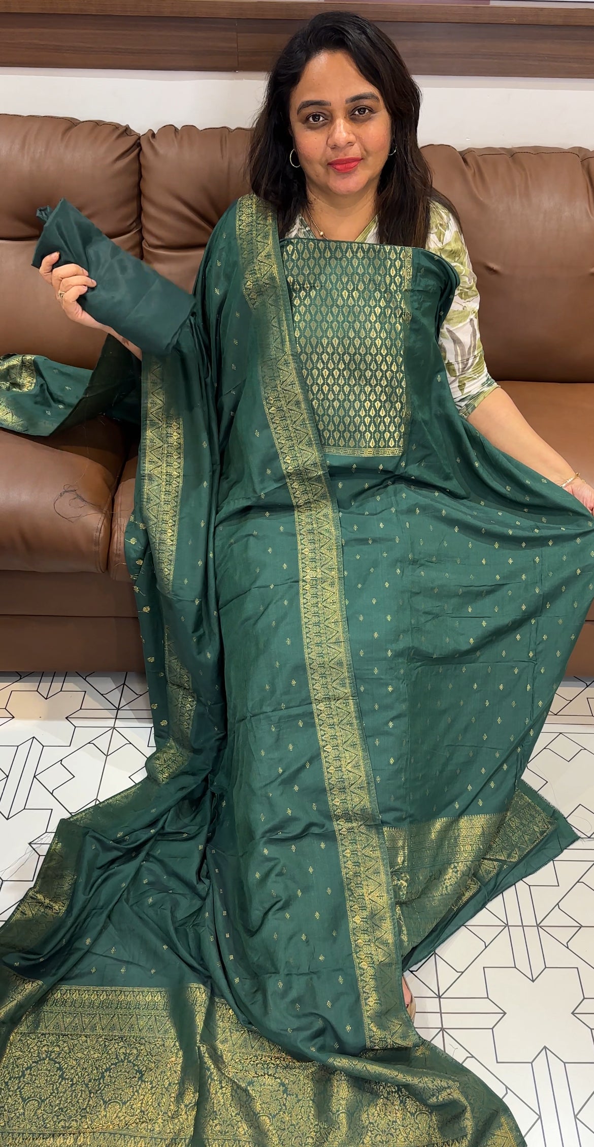 SEMI BANARASI UNSTITCHED SALAR SUITS - IHA 26306