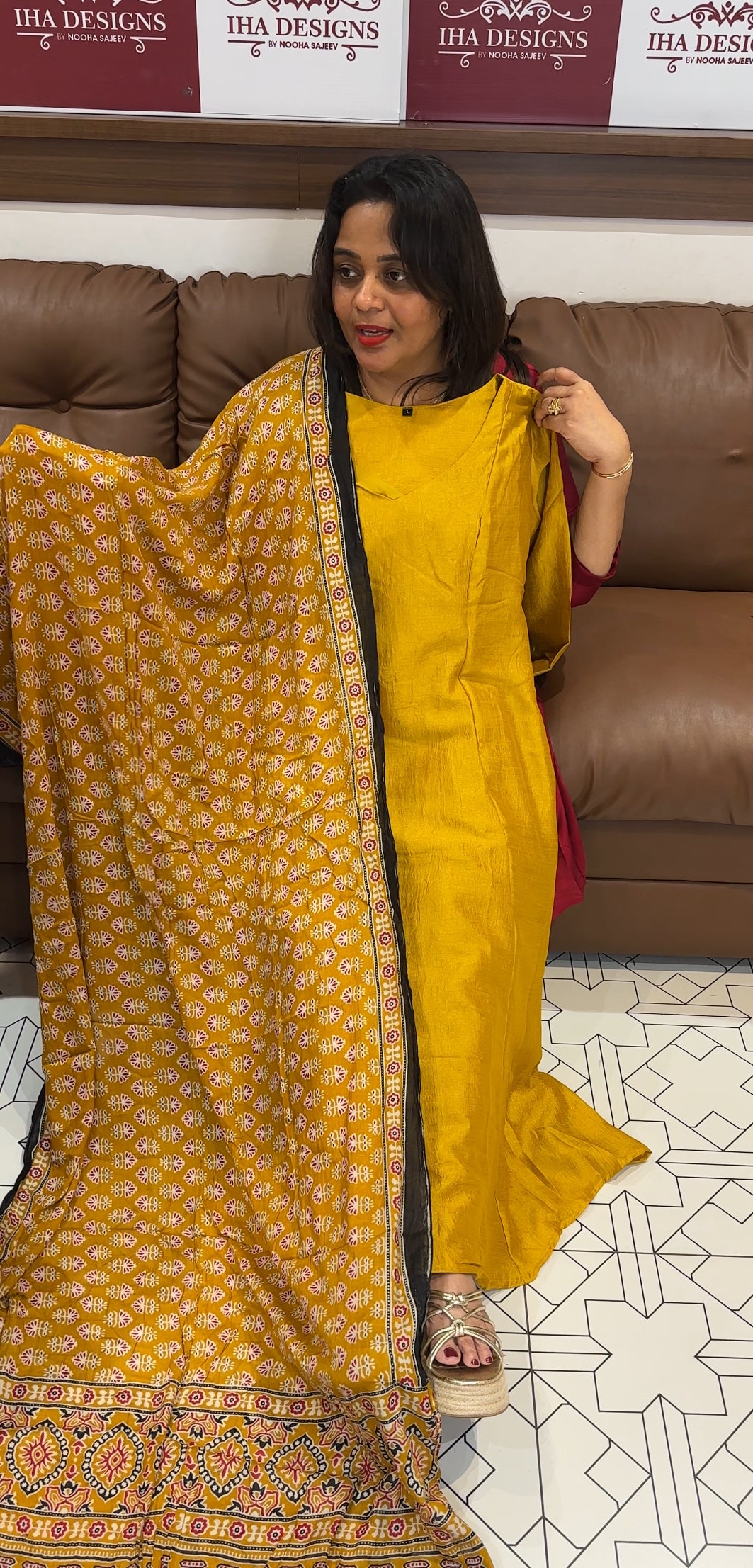 SEMI RAW SILK TOP,BOTTOM AND DUPATTA - IHA 25506