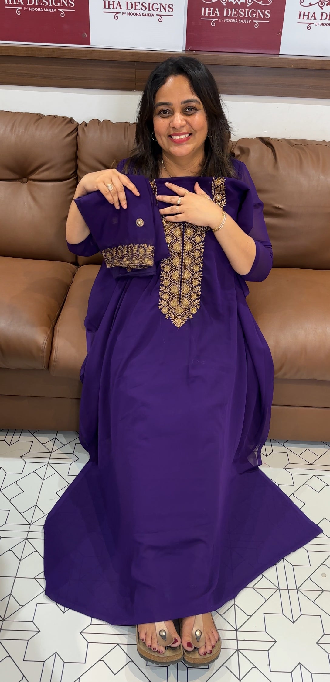 HAND WORKED UNSTITCHED SALWAR SUITS - IHA 26179
