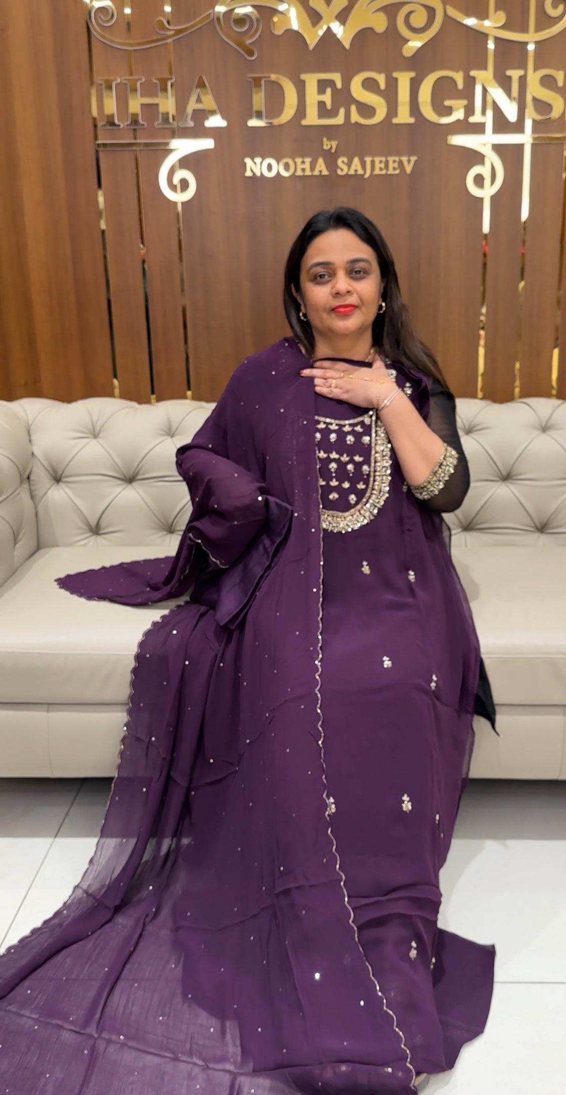 HAND WORKED GEORGETTE UNSTITCHED SALWAR SUITS - IHA 24350