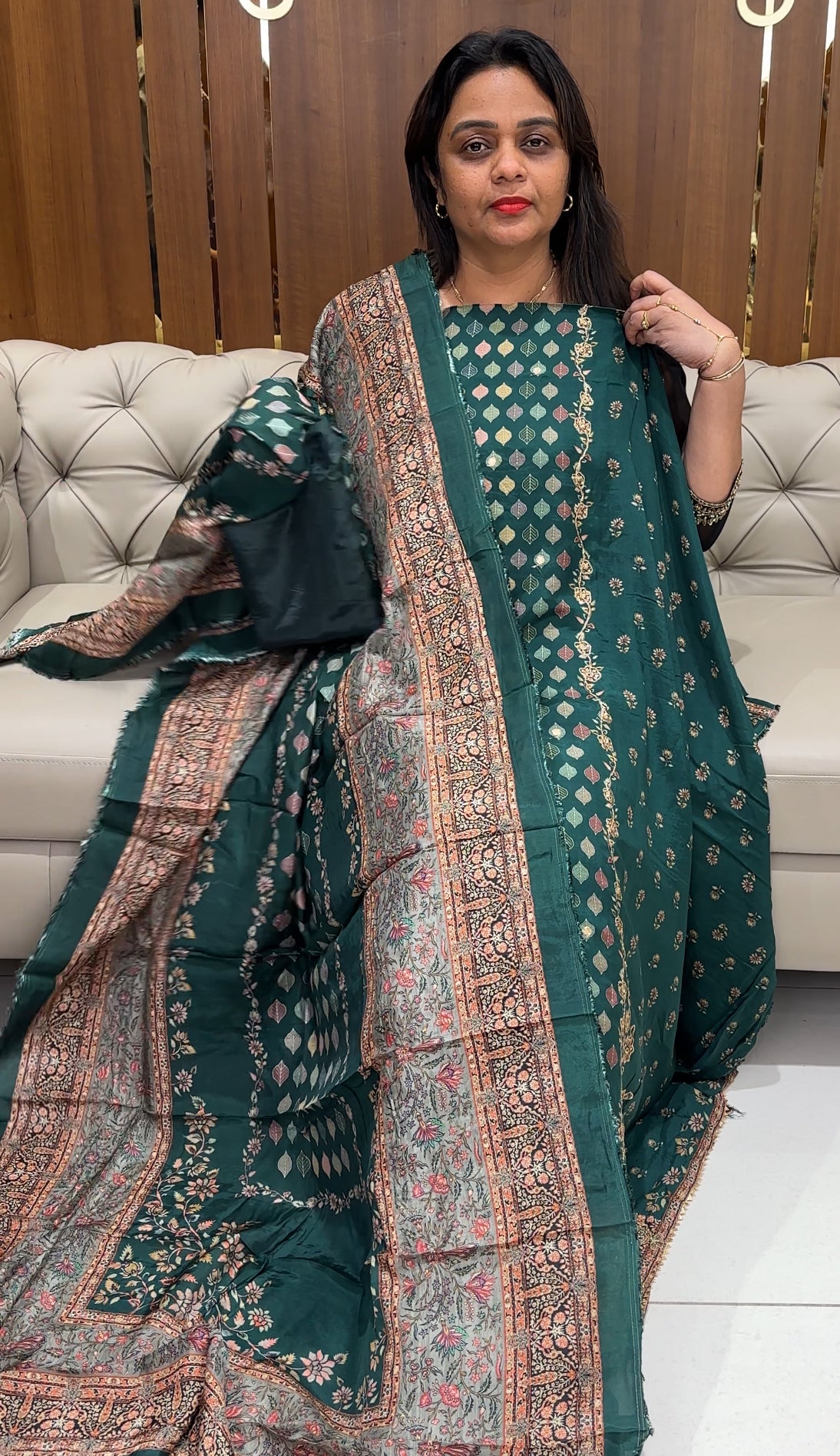MUSLIN SILK UNSTITCHED SALWAR SUIST - IHA 24361