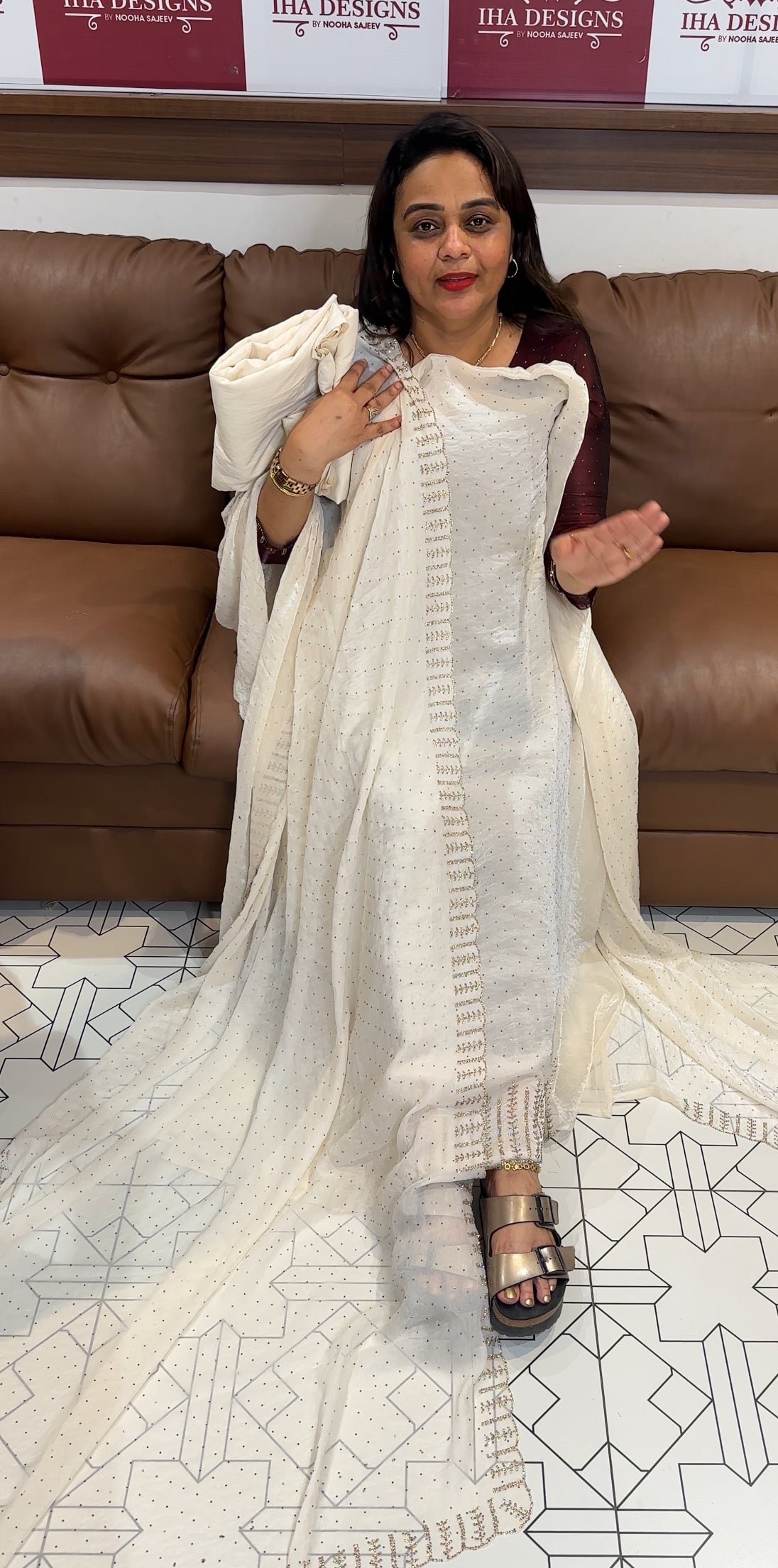 VELVET ORGANZA UNSTITCHED SALWAR SUITS - IHA 25423