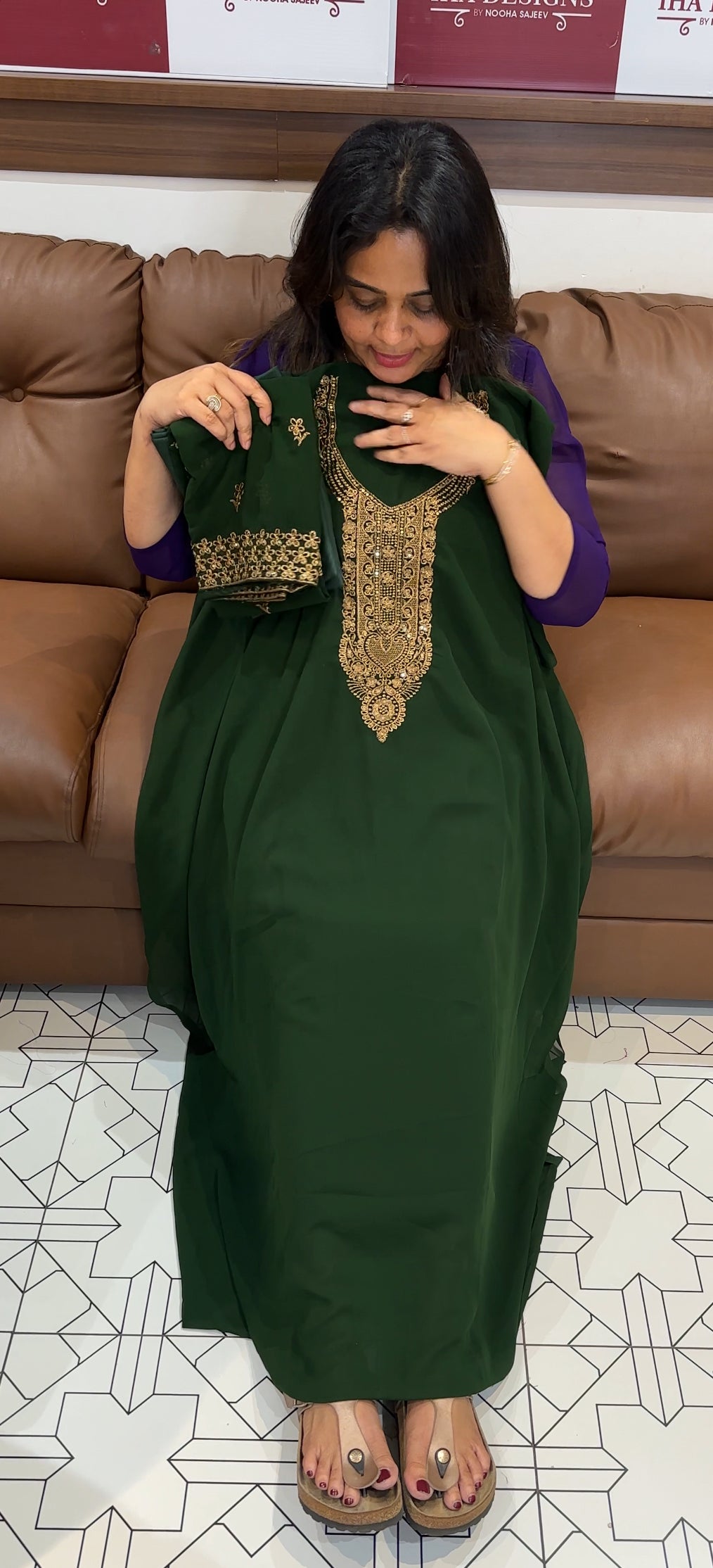 HAND WORKED UNSTITCHED SALWAR SUITS - IHA 26179