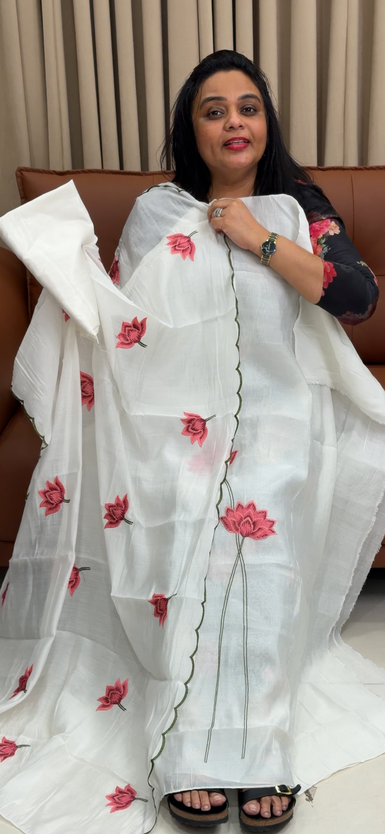 MALAI CHANDERI UNSTITCHED SALWAR SUITS - IHA 34907
