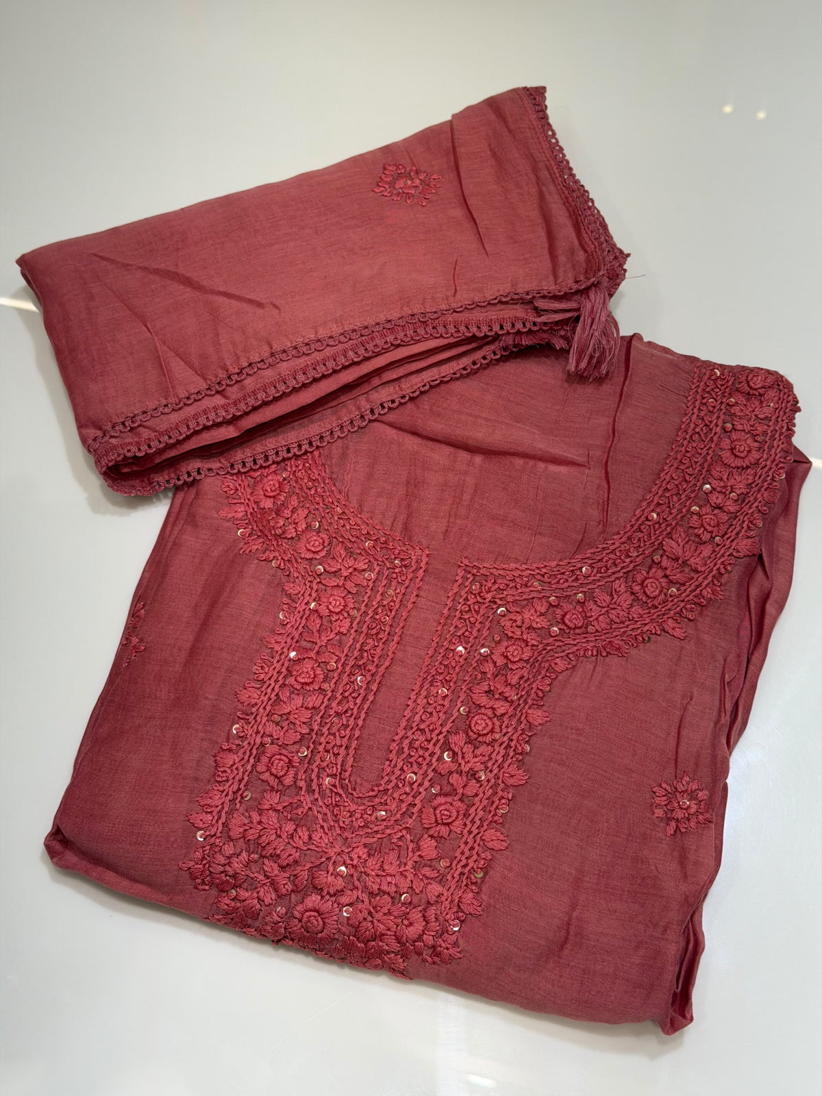 CHIKANKARI UNSTITCHED SALWAR SUIST - IHA 35968