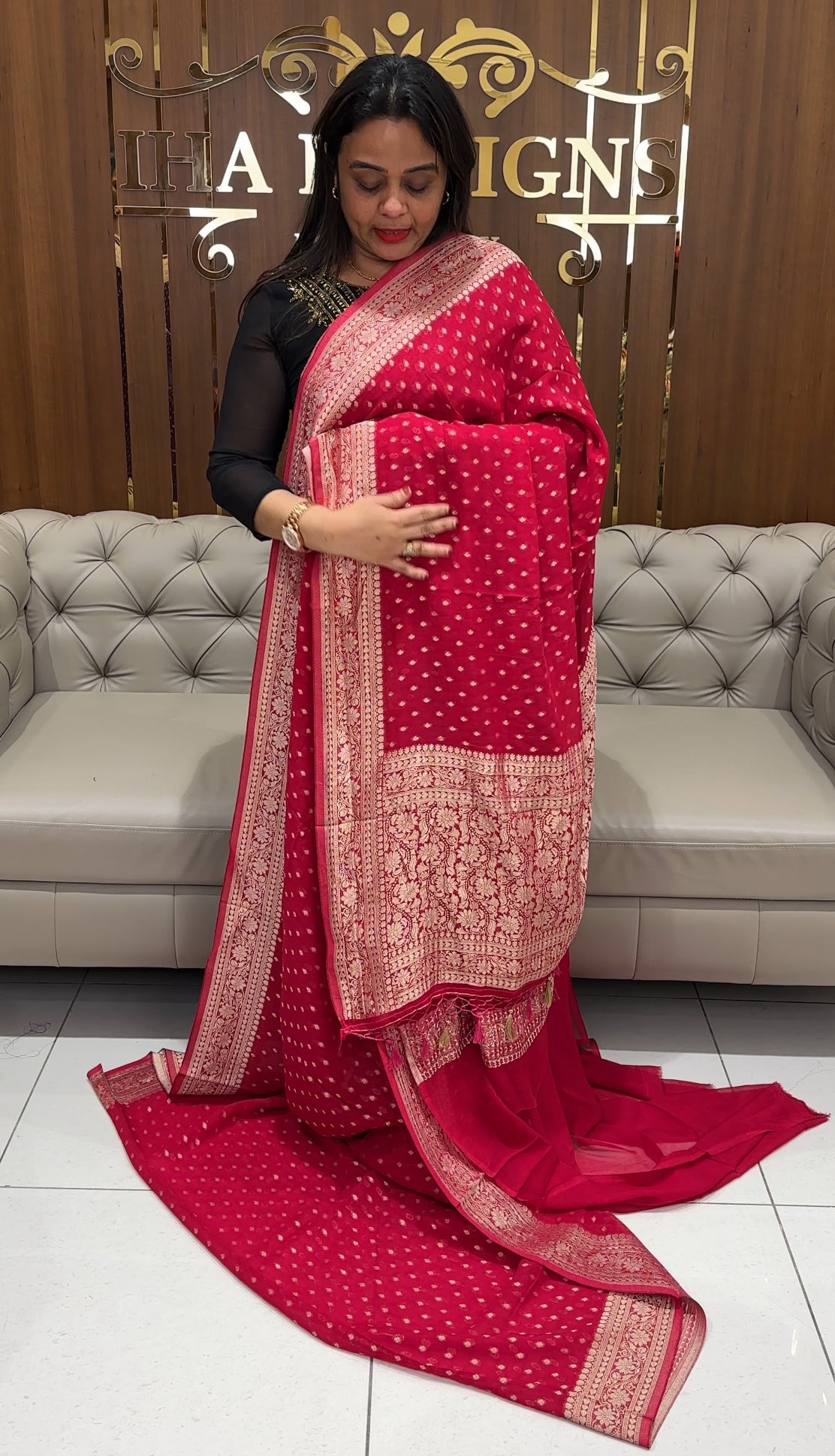 VISCOSE GEORGETTE SAREES - IHA 24343