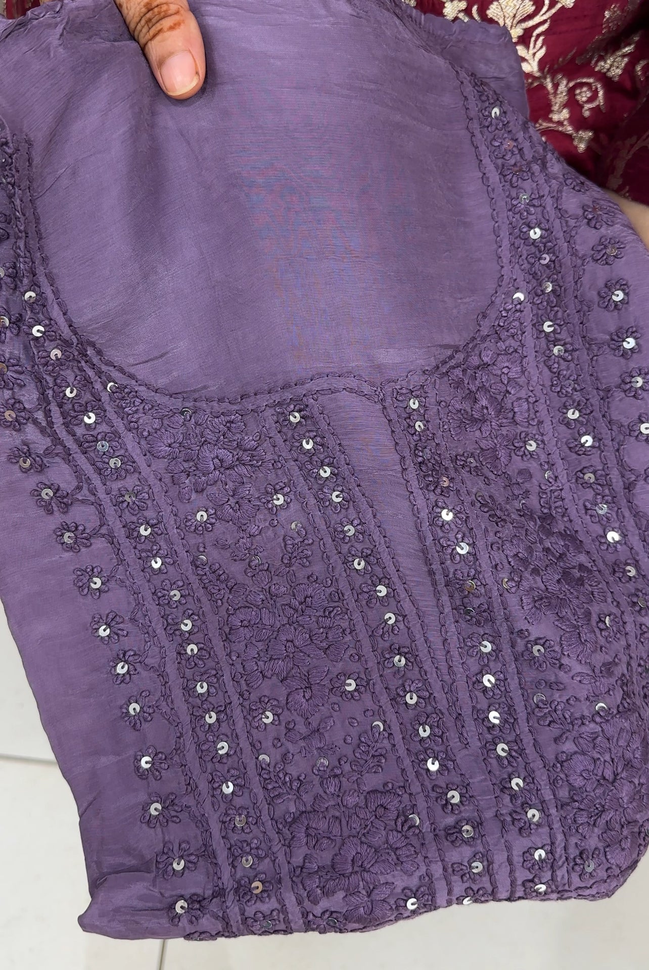 LUCKNOWI CHIKANKARI UNSTITCHED SALWAR SUITS - IHA 27497