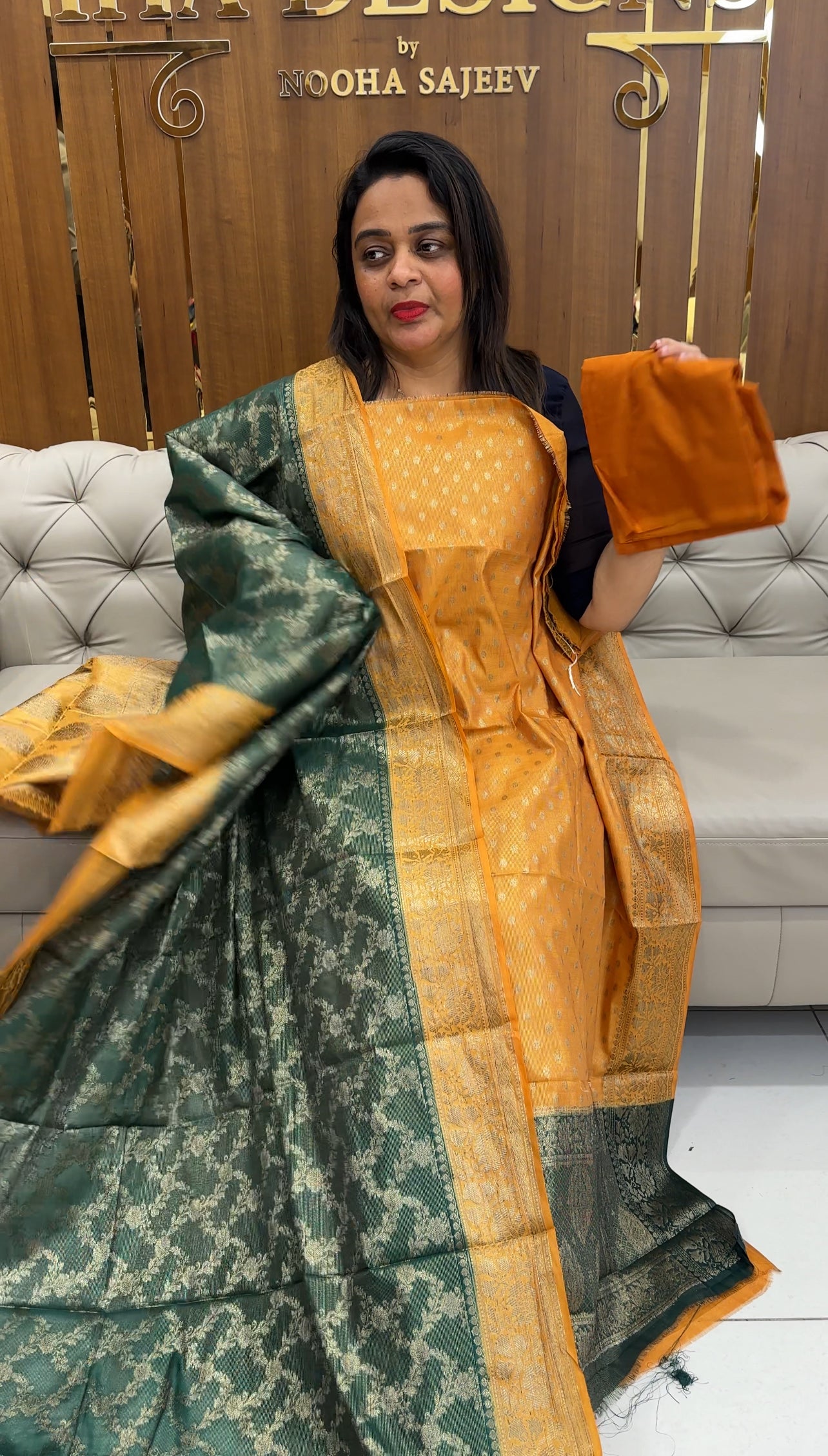 SEMI BANARASI UNSTITCHED SALWAR SUITS - IHA 25374