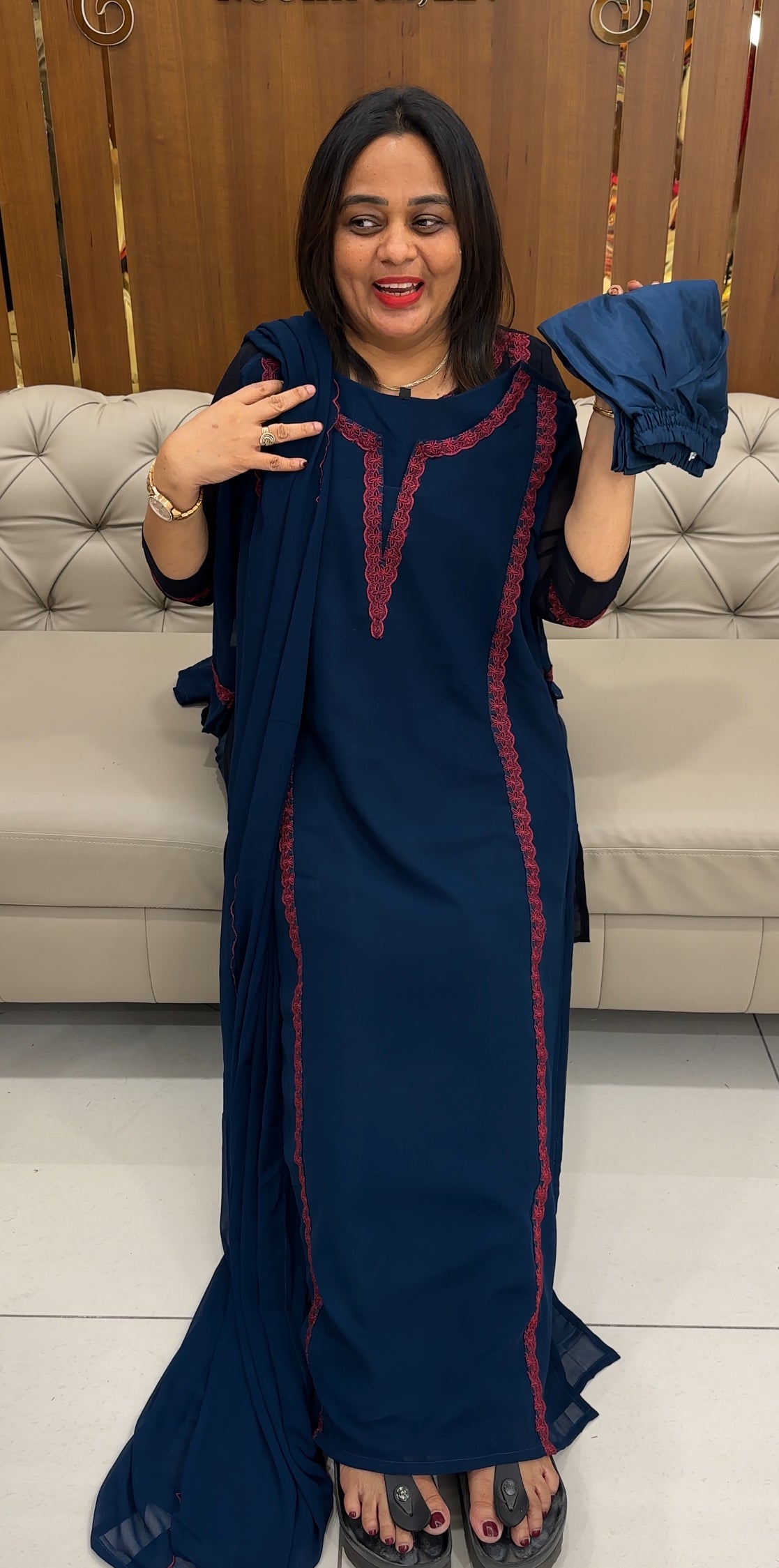 FAUX GEORGETTE TOP,BOTTOM AND DUPATTA - IHA 26070