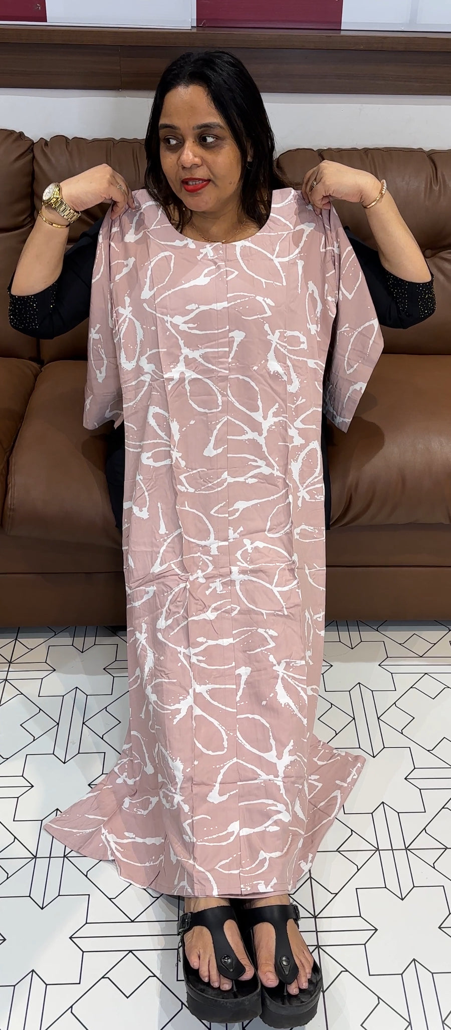 VISCOSE RAYON ALINE FROCK - IHA 23074
