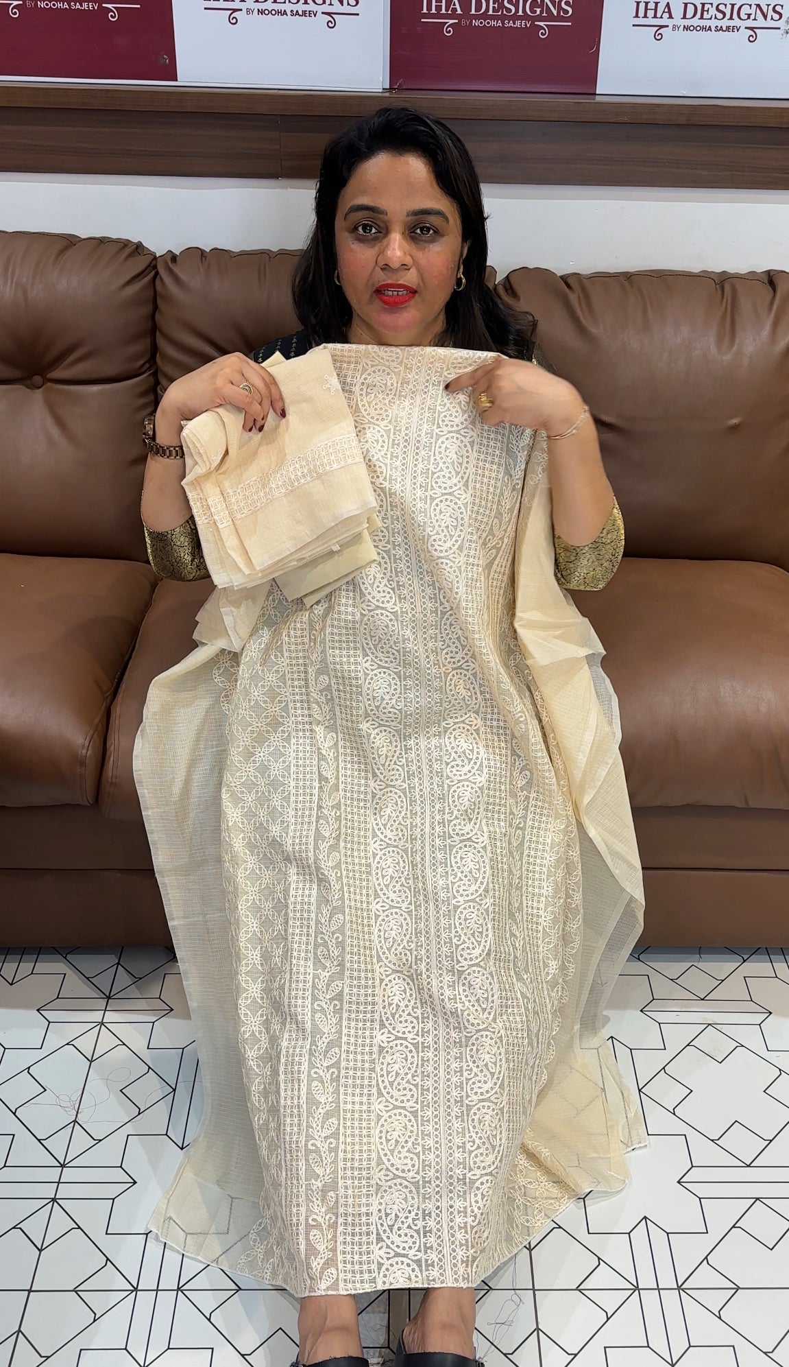 CHIKANKARI UNSTITCHED SALWAR SUITS - IHA 25574