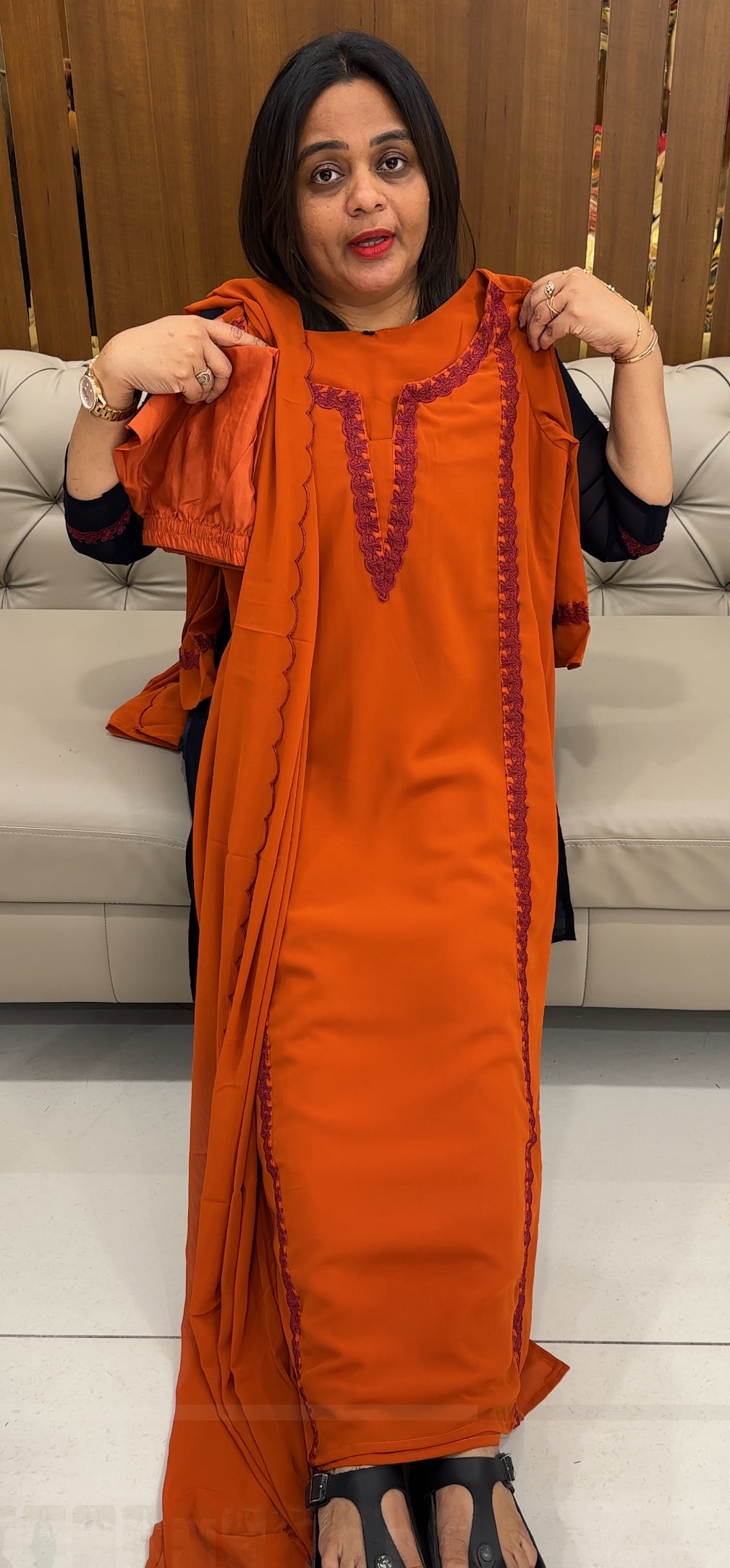 FAUX GEORGETTE TOP,BOTTOM AND DUPATTA - IHA 26070
