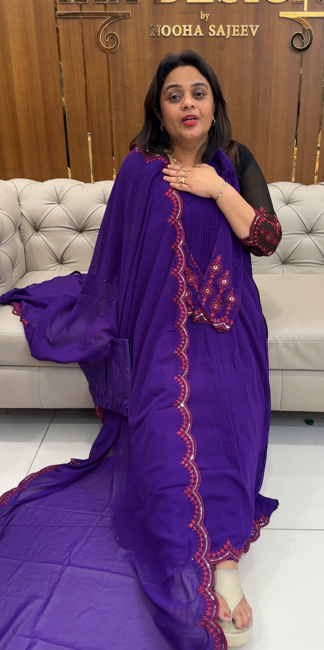 FAUX GEORGETTE ALINE TOP,BOTTOM AND DUPATTA - IHA 25192