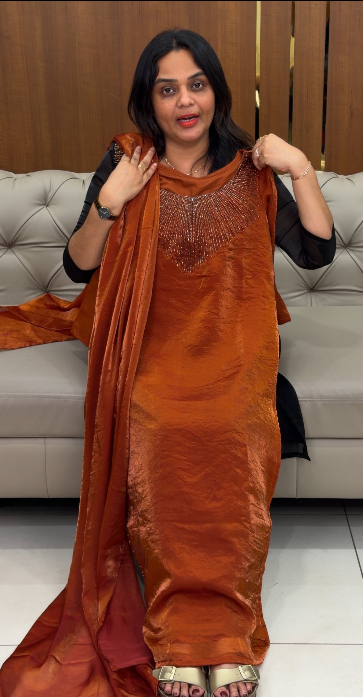 FORWARD VELVET ORGANZA TOP,BOTTOM AND DUPATTA - IHA 30657