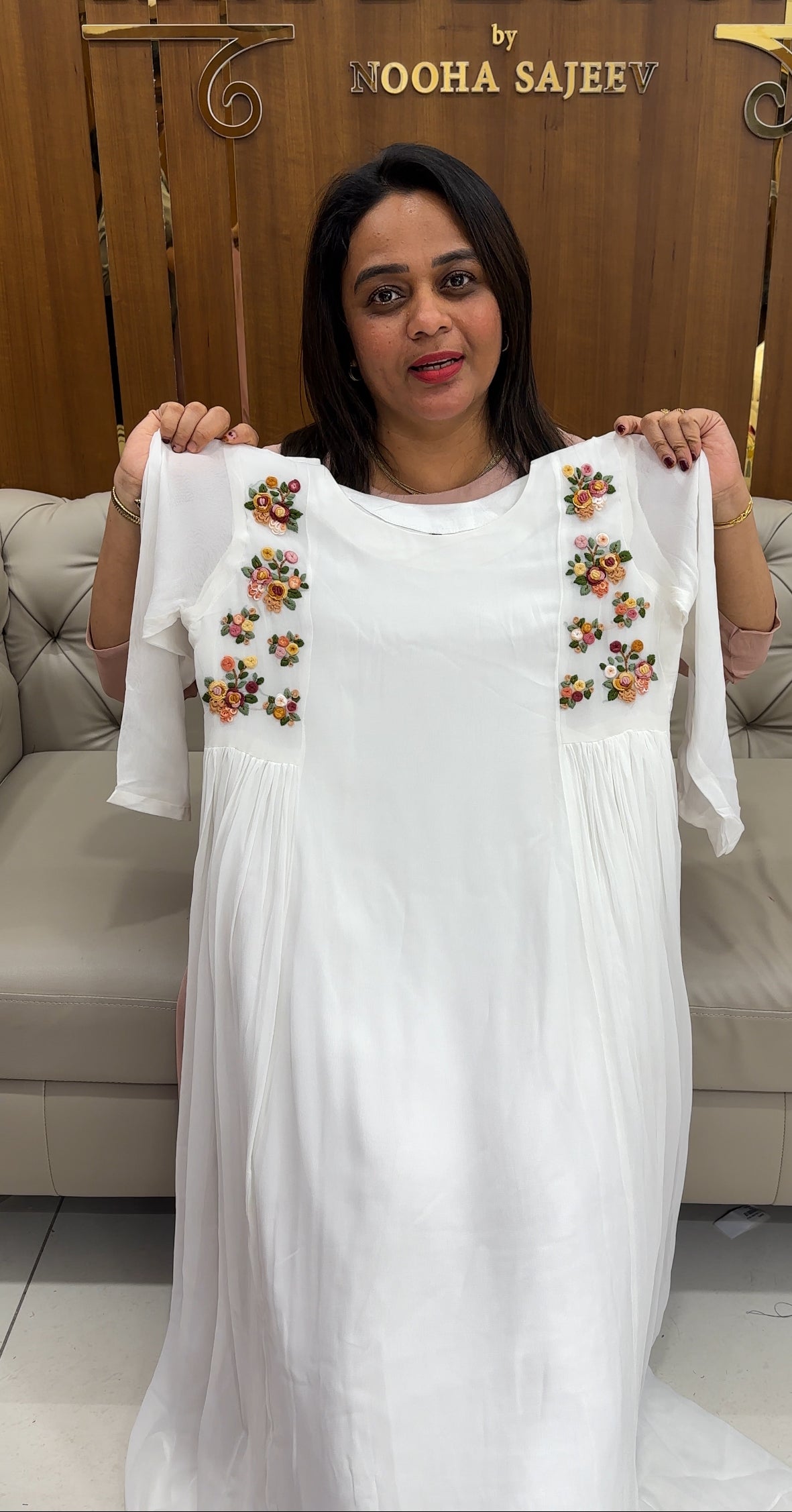 HAND WORKED GEORGETTE ALINE TOPS - IHA 25788